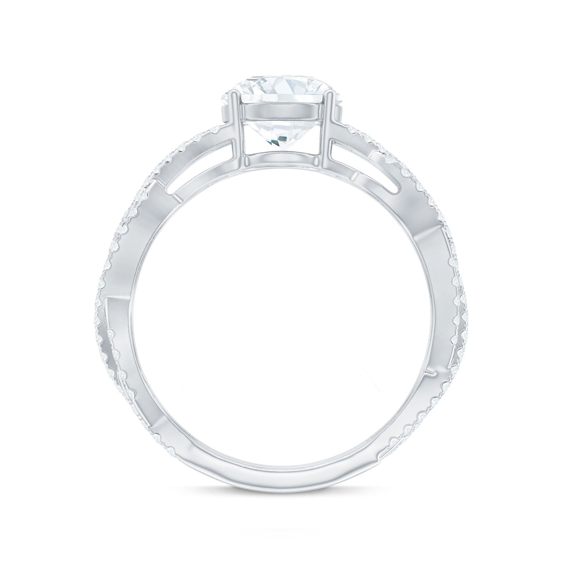 Lab Grown Diamond 2 Carat Round Engagement Ring With Infinity Twist