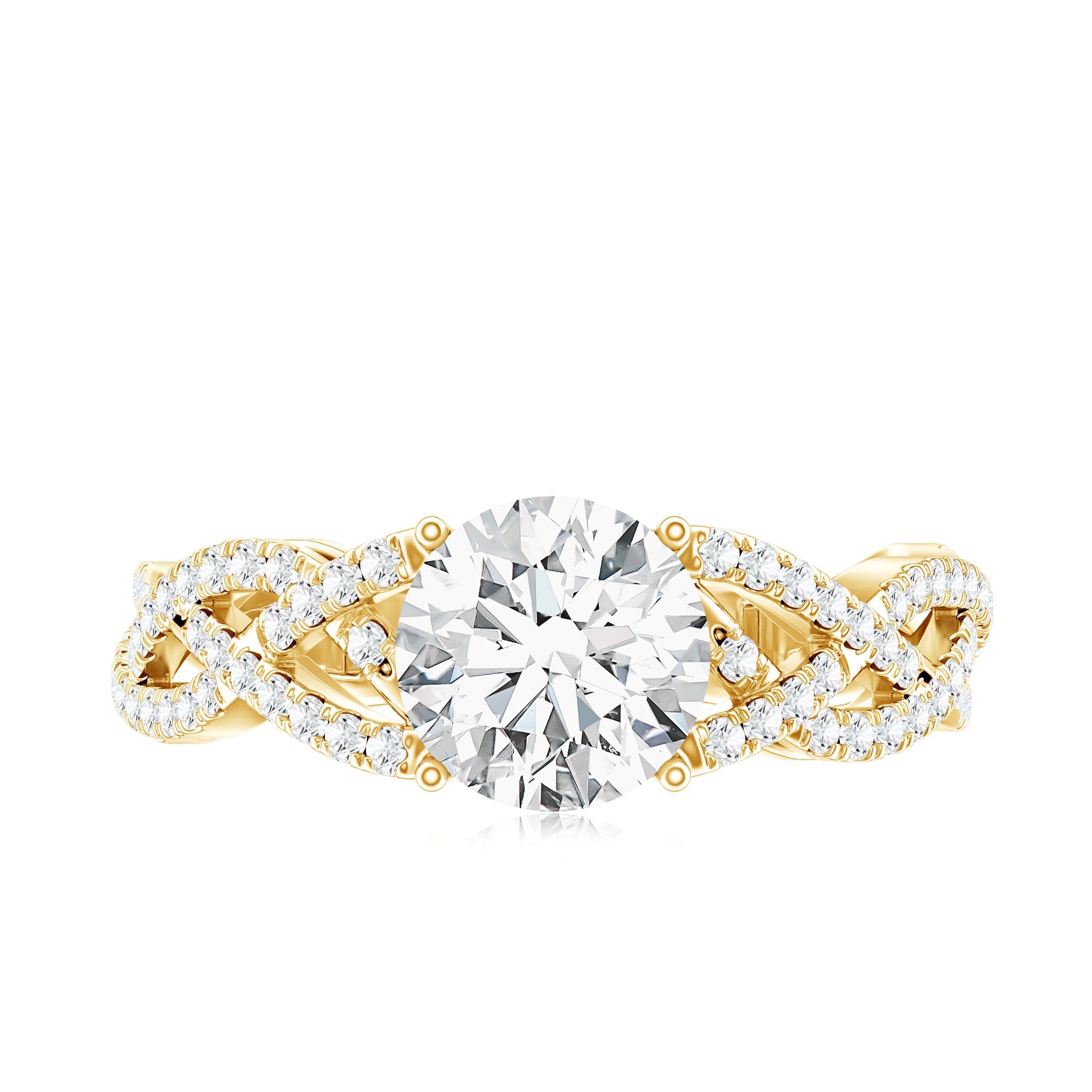 Lab Grown Diamond 2 Carat Round Engagement Ring With Infinity Twist