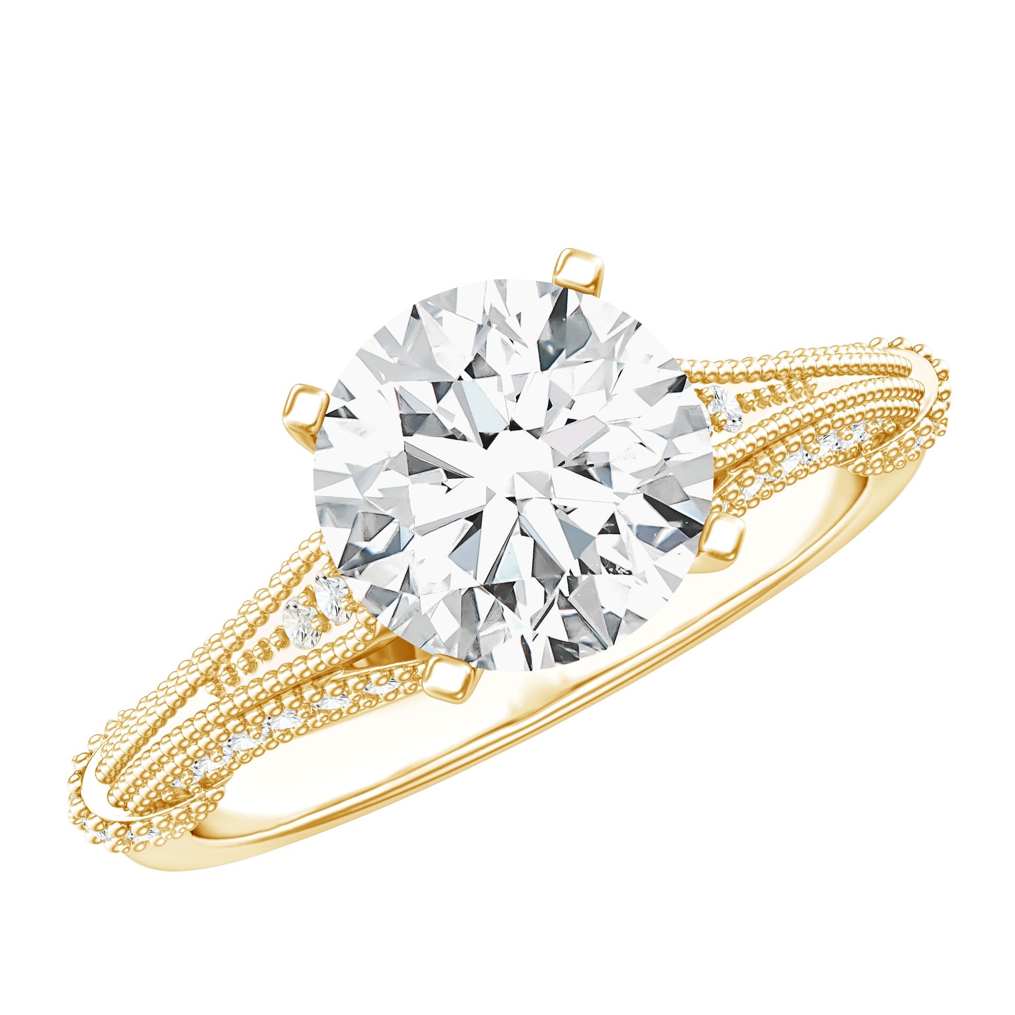 Lab Grown Diamond Ring – 2 Carat Round Cut Solitaire Art Deco Vintage Style