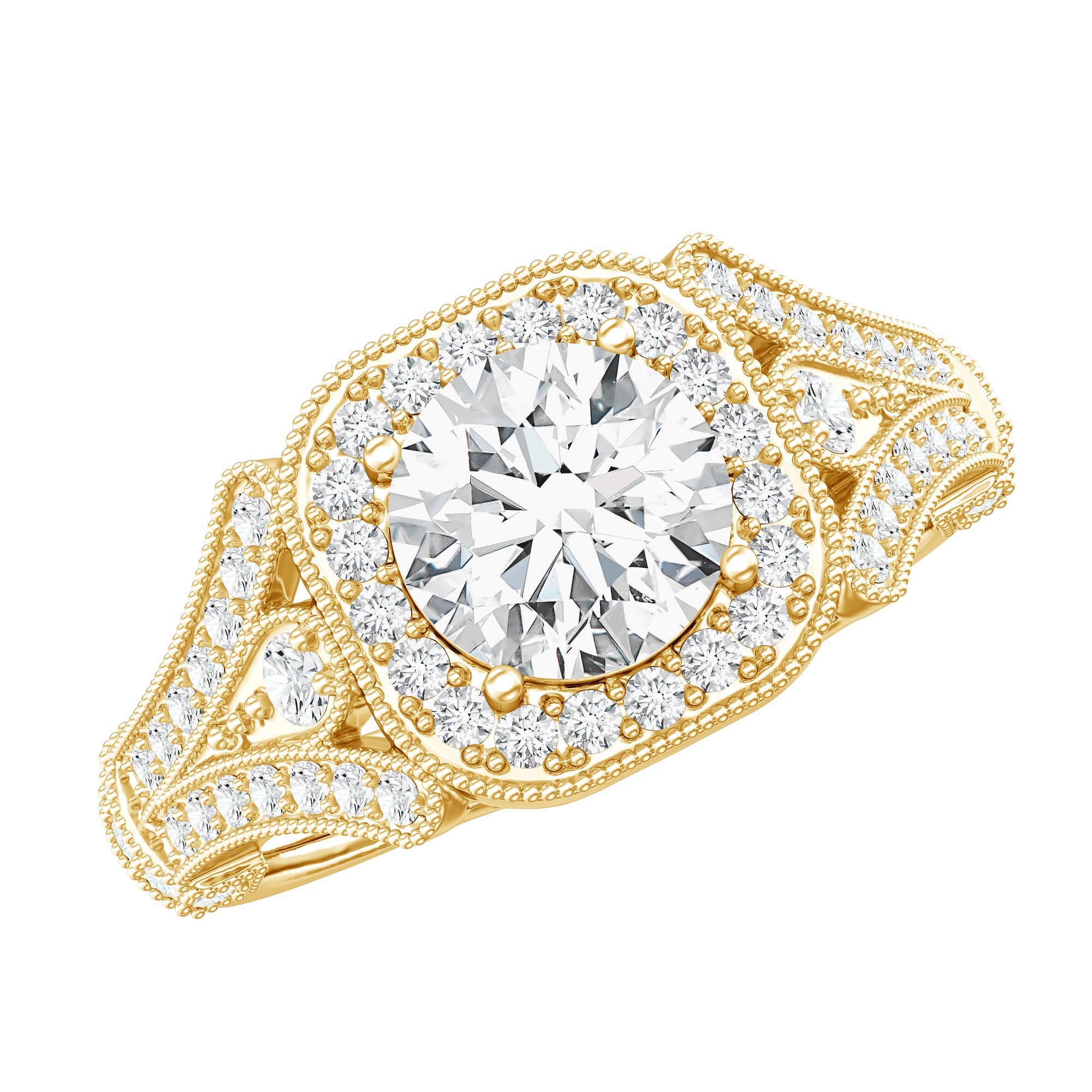 Lab Grown Diamond Ring – Vintage Engagement Band With Prong Setting Design