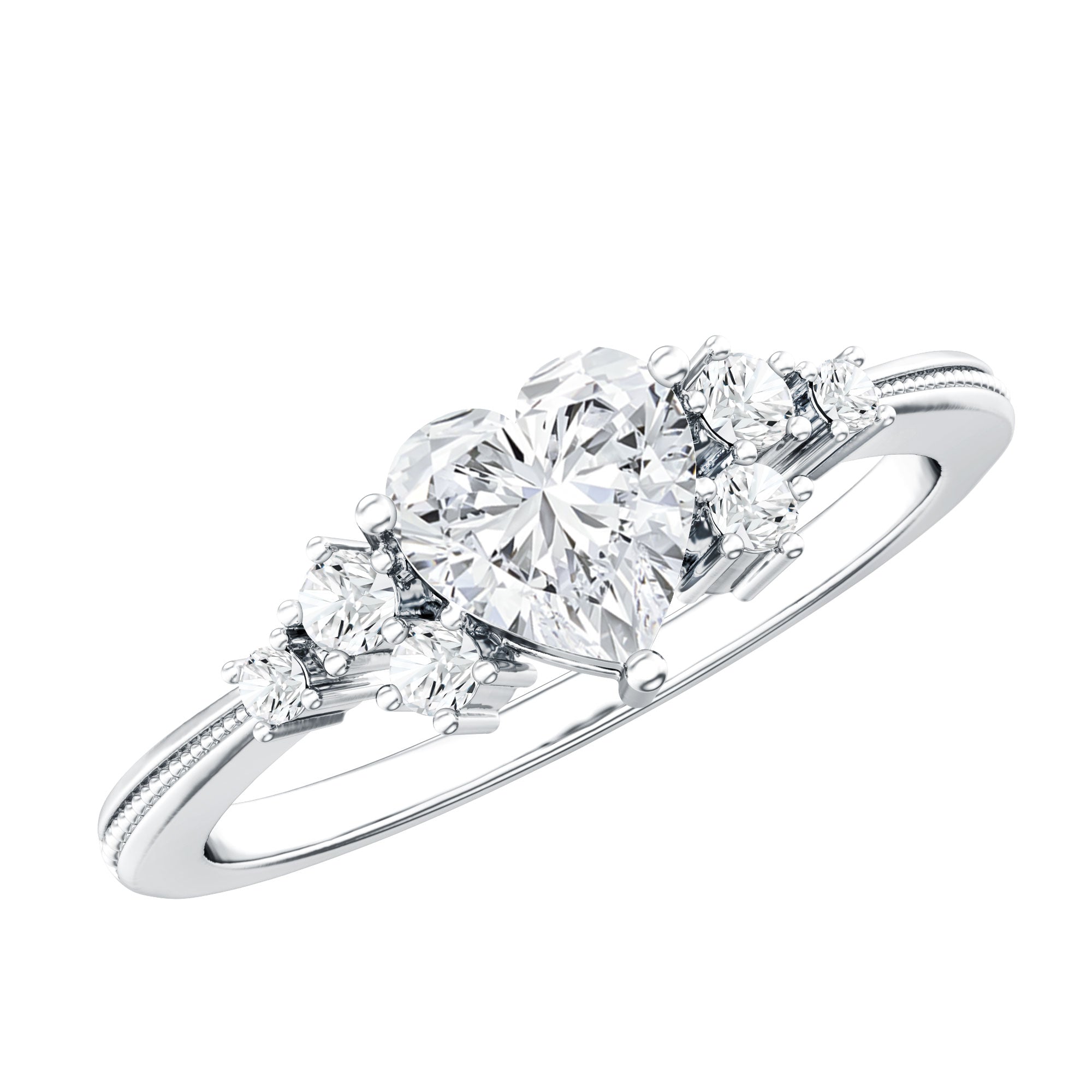 0.75 Carat Lab Grown Diamond Heart Shaped Engagement Ring