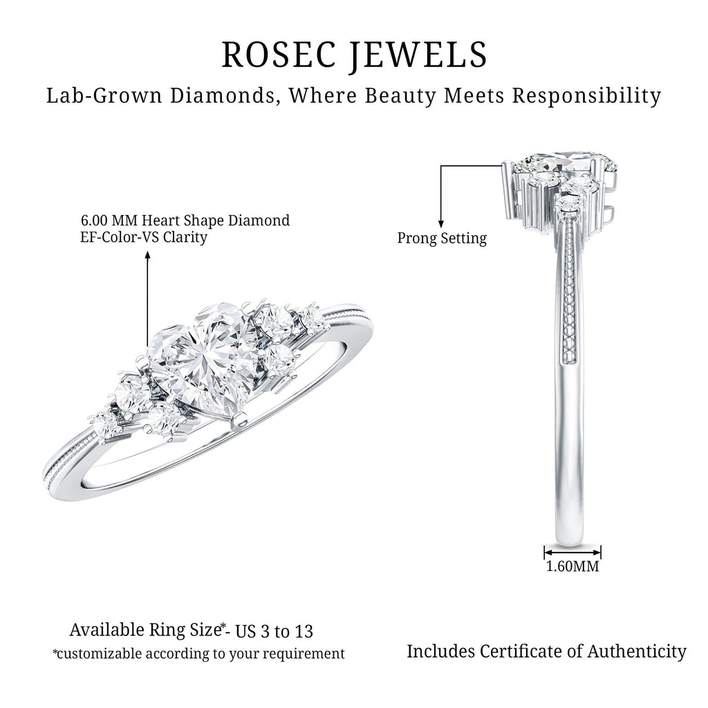 0.75 Carat Lab Grown Diamond Heart Shaped Engagement Ring