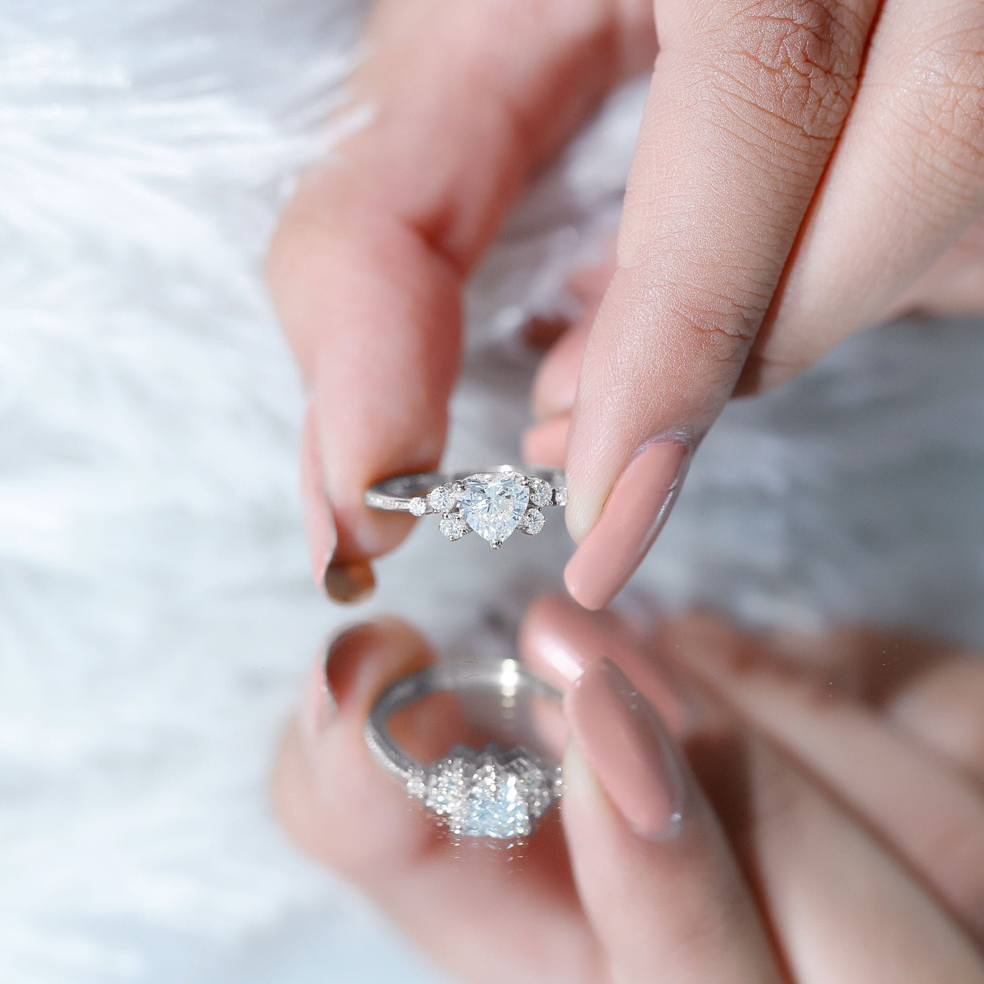 0.75 Carat Lab Grown Diamond Heart Shaped Engagement Ring
