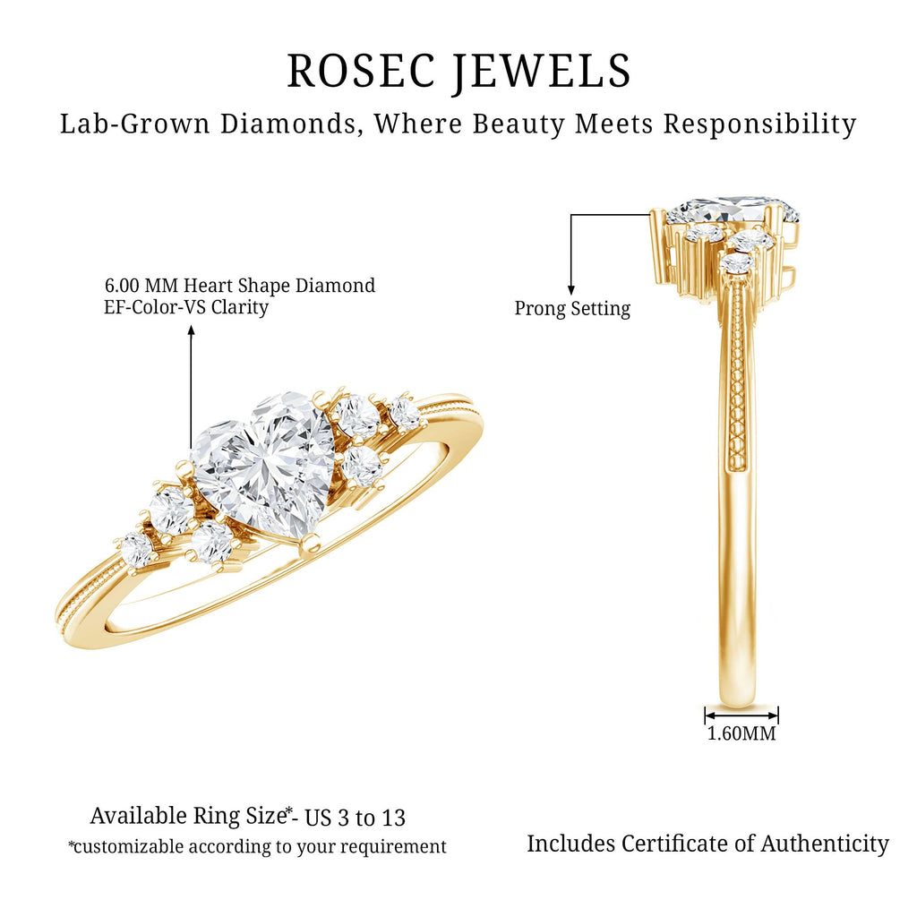 0.75 Carat Lab Grown Diamond Heart Shaped Engagement Ring