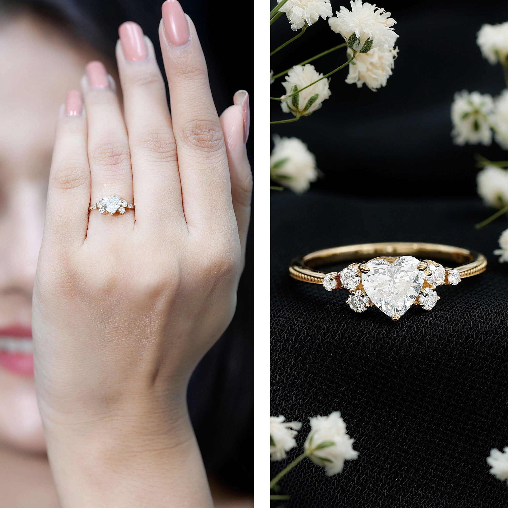 0.75 Carat Lab Grown Diamond Heart Shaped Engagement Ring
