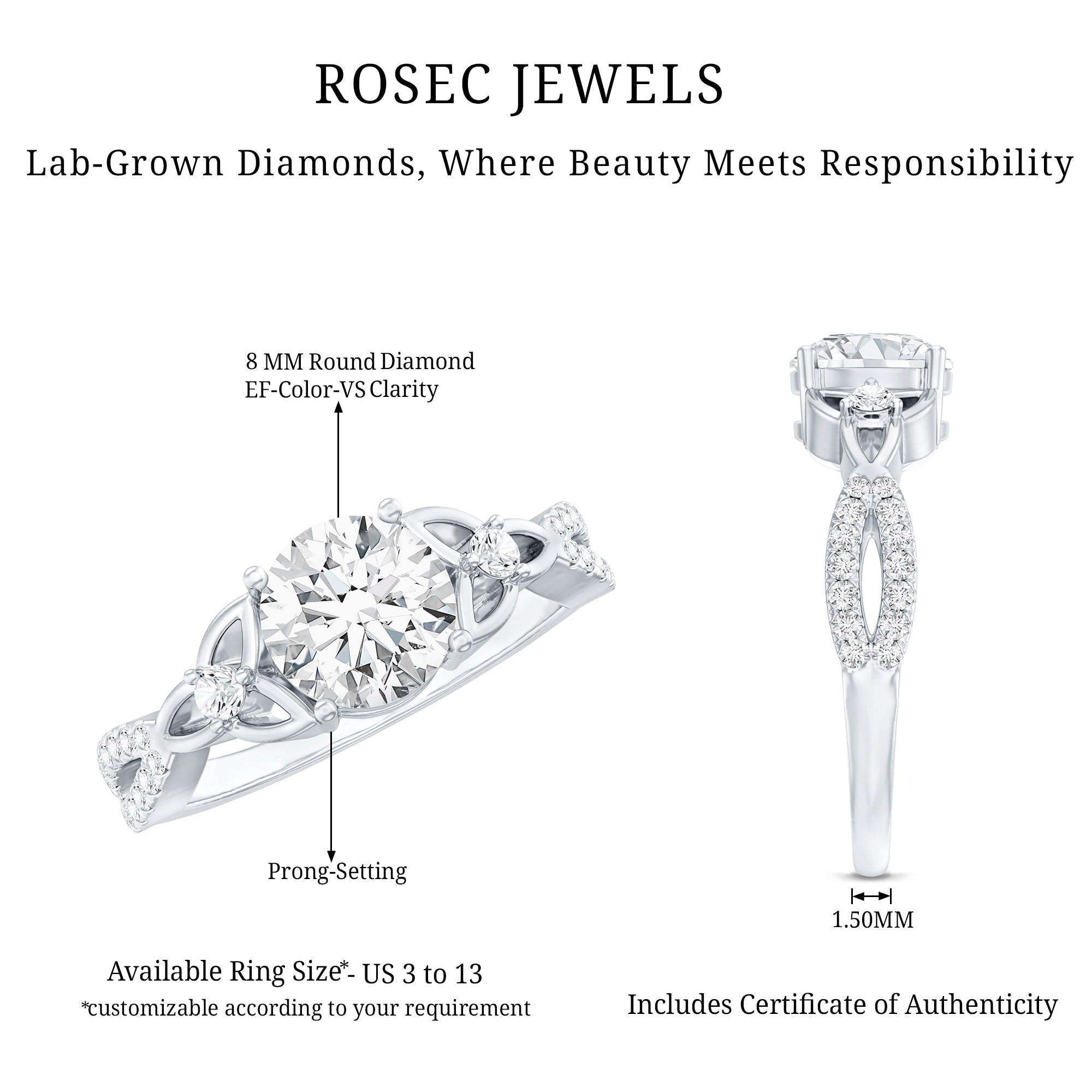 2 Carat Lab Grown Diamond Twisted Vine Engagement Ring