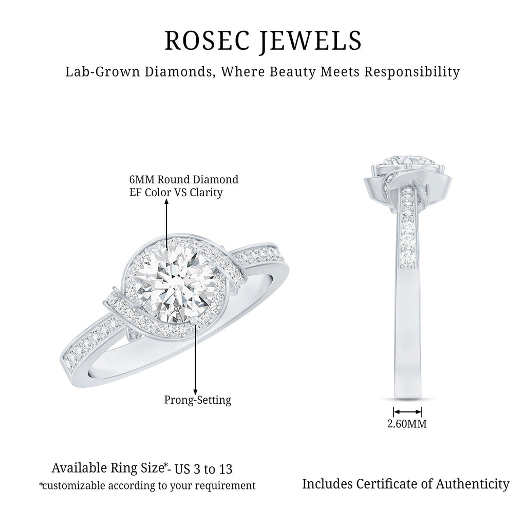 0.9 Carat Lab Grown Diamond Designer Halo Engagement Ring