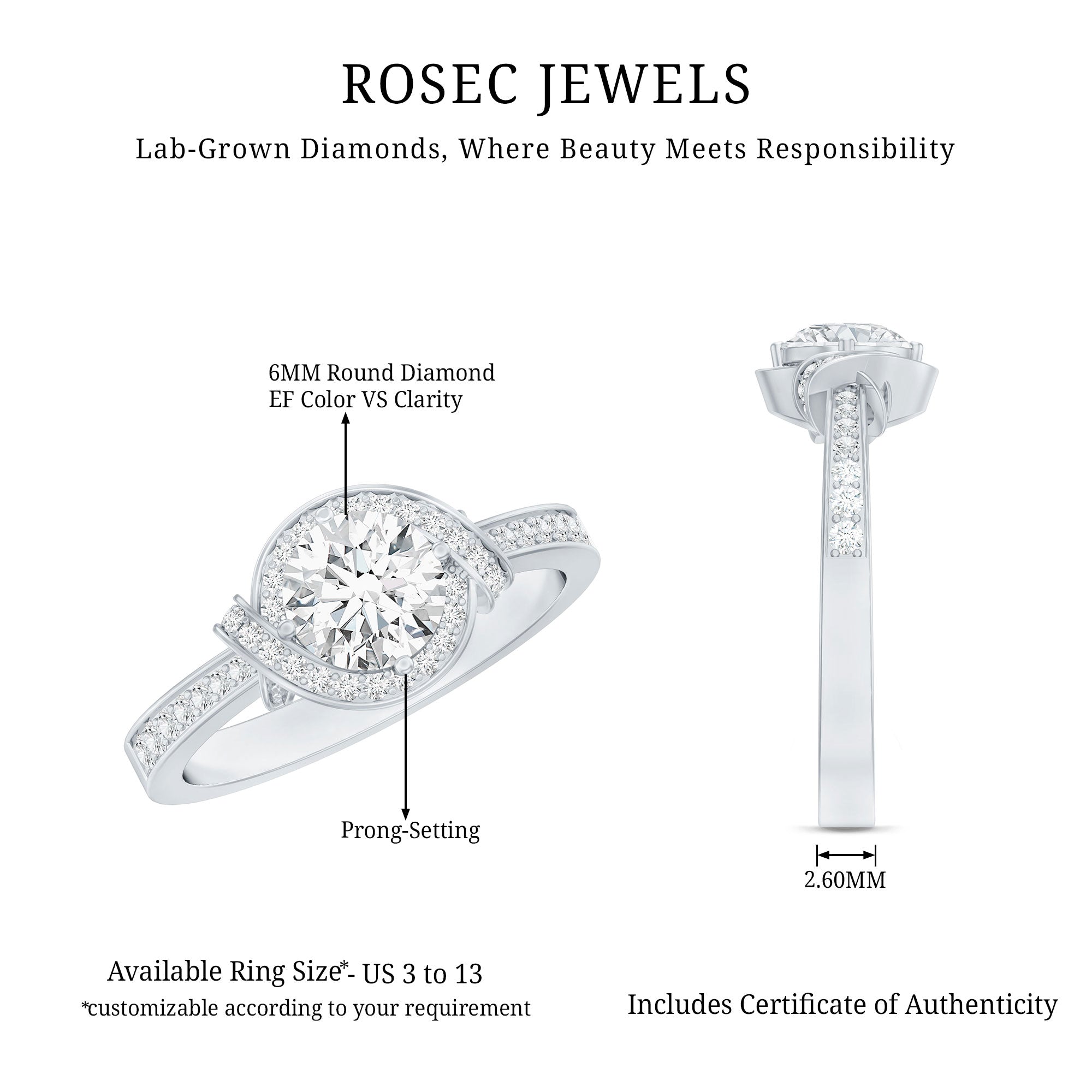 0.9 Carat Lab Grown Diamond Designer Halo Engagement Ring