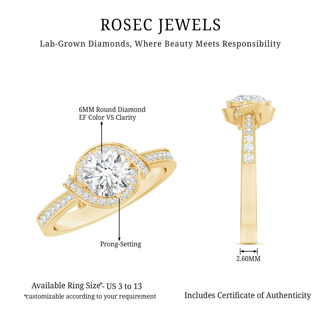 0.9 Carat Lab Grown Diamond Designer Halo Engagement Ring