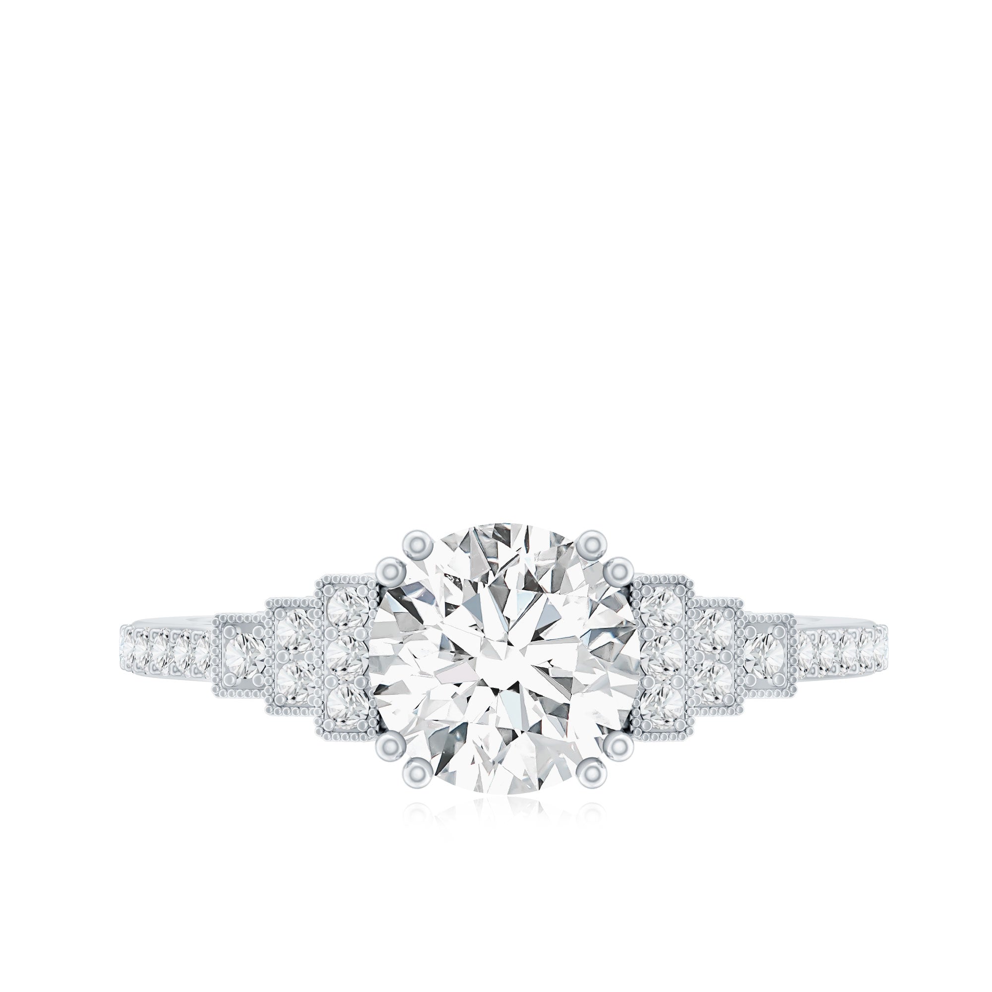 2 Carat Lab Grown Diamond Retro Engagement Ring