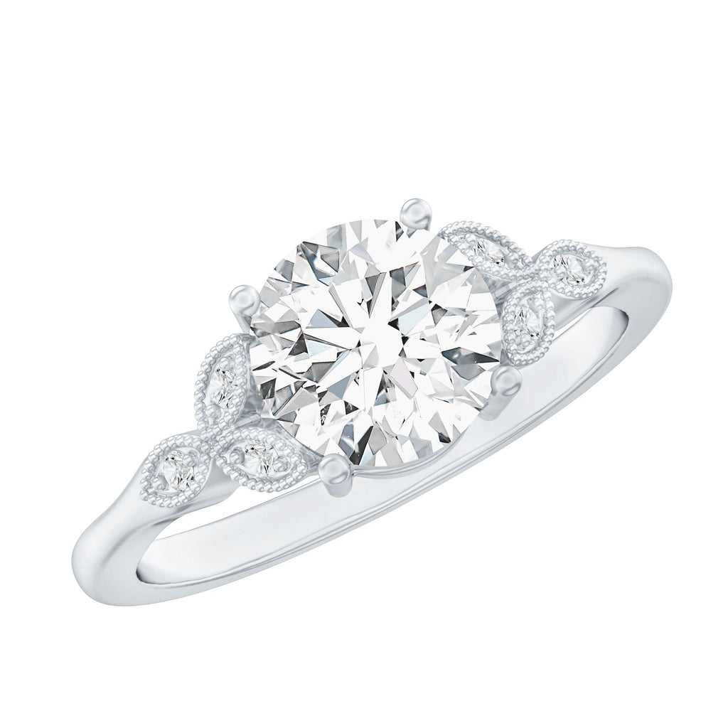 2 Carat Round Lab Grown Diamond Unique Engagement Ring