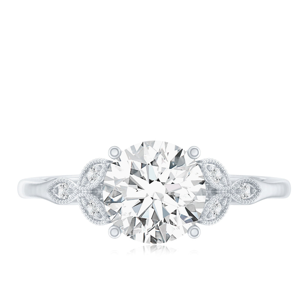 2 Carat Round Lab Grown Diamond Unique Engagement Ring