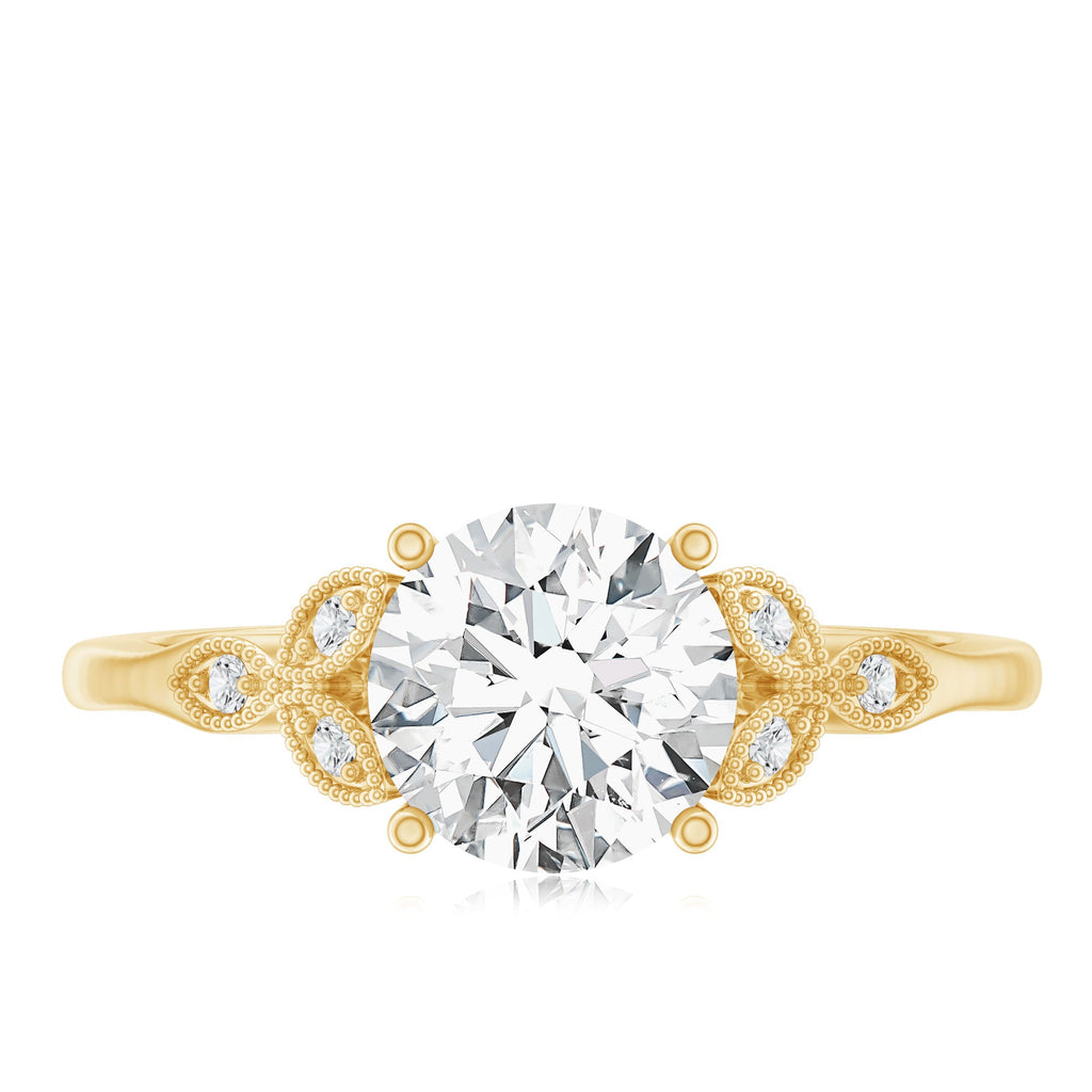 2 Carat Round Lab Grown Diamond Unique Engagement Ring