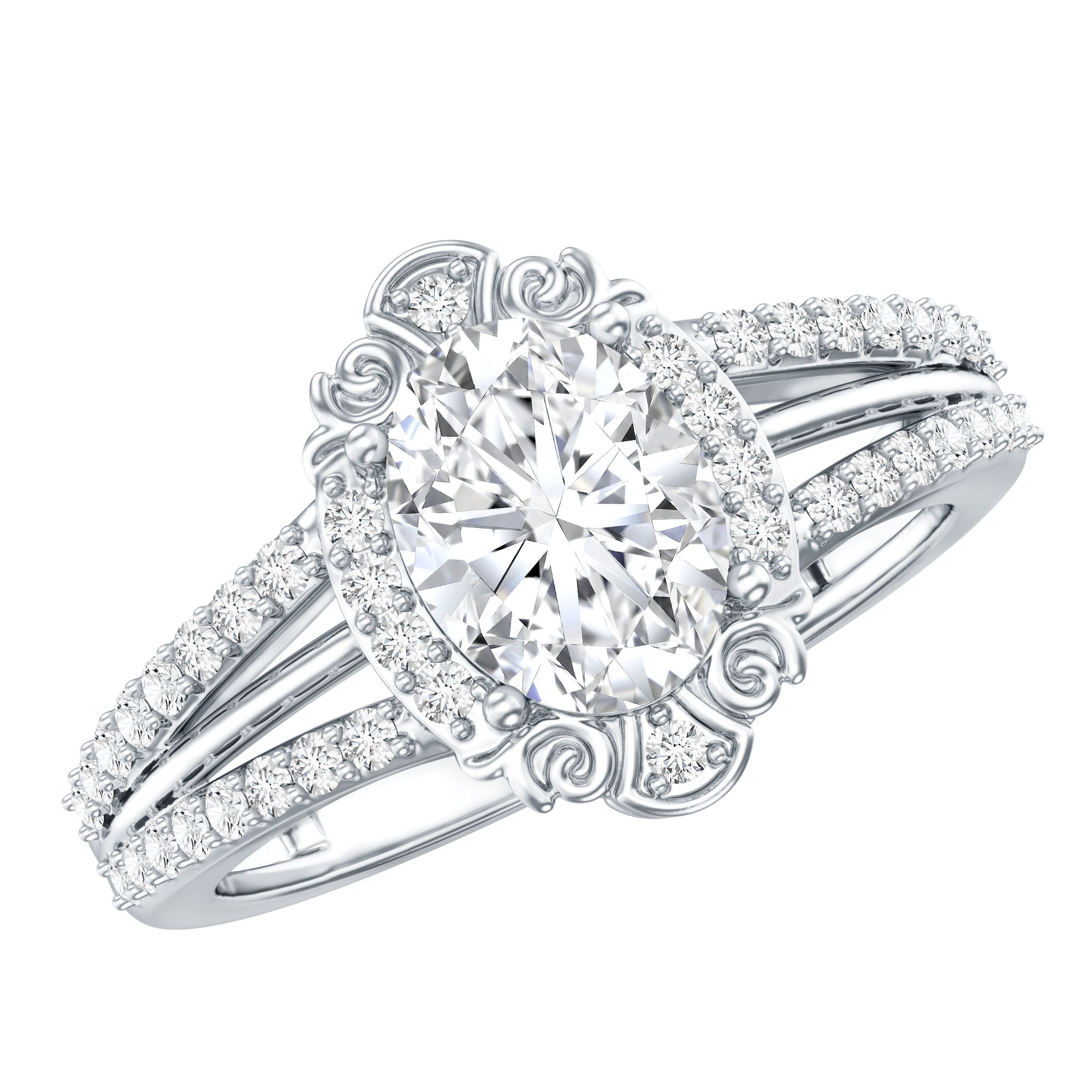 1.2 Carat Oval Lab Grown Diamond Vintage Engagement Ring For Women