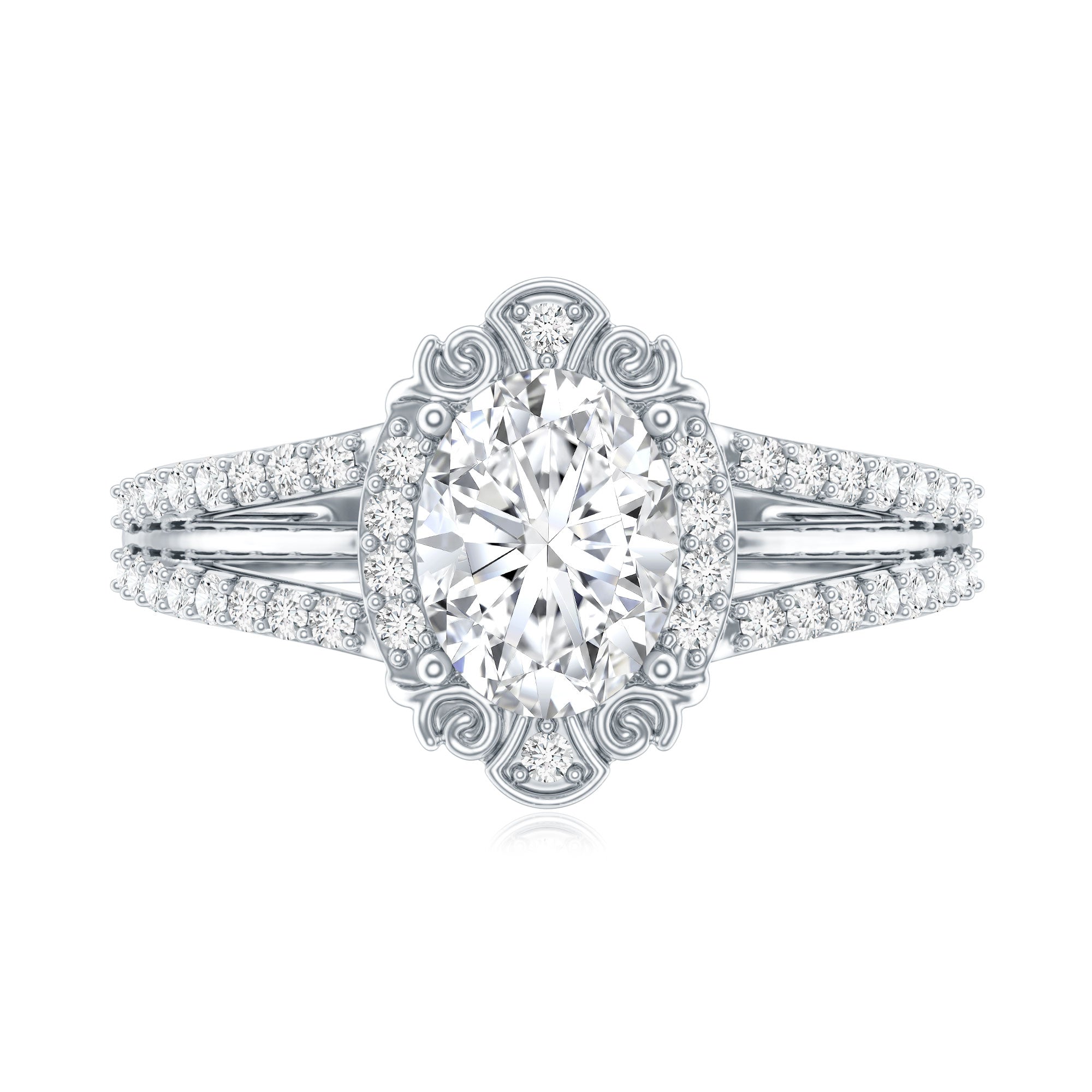1.2 Carat Oval Lab Grown Diamond Vintage Engagement Ring For Women