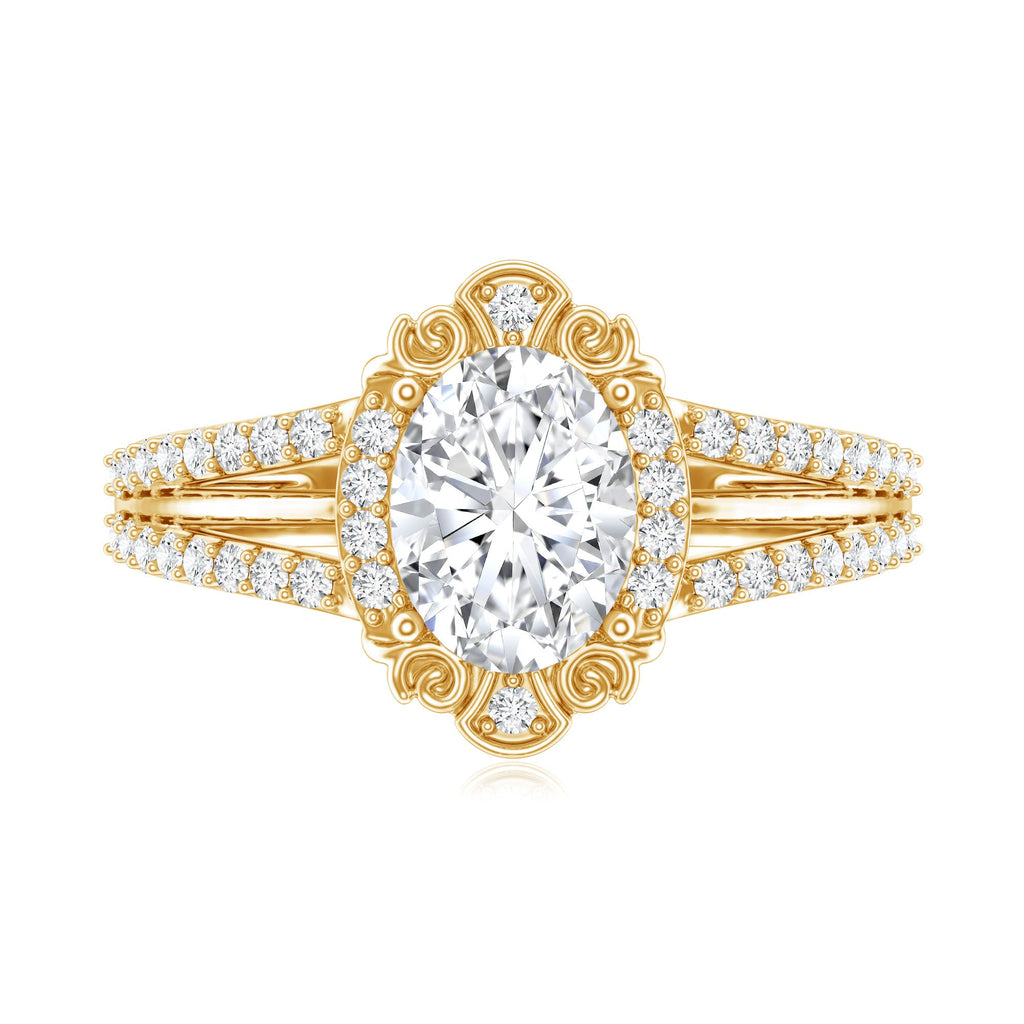 1.2 Carat Oval Lab Grown Diamond Vintage Engagement Ring For Women