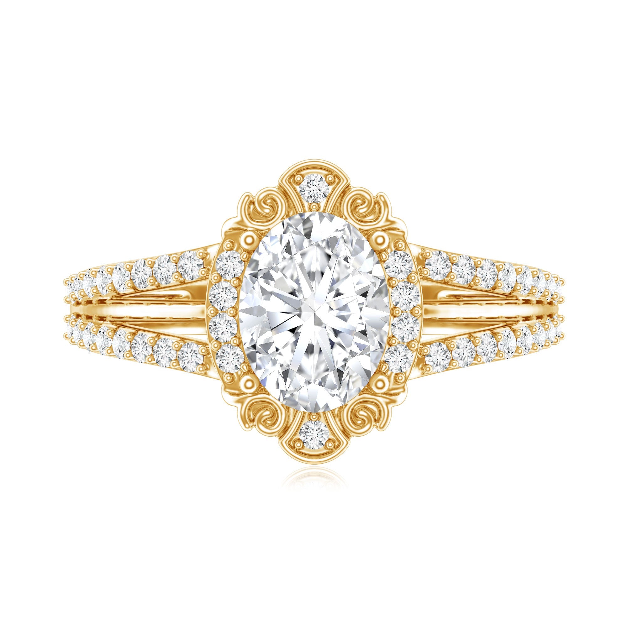 1.2 Carat Oval Lab Grown Diamond Vintage Engagement Ring For Women
