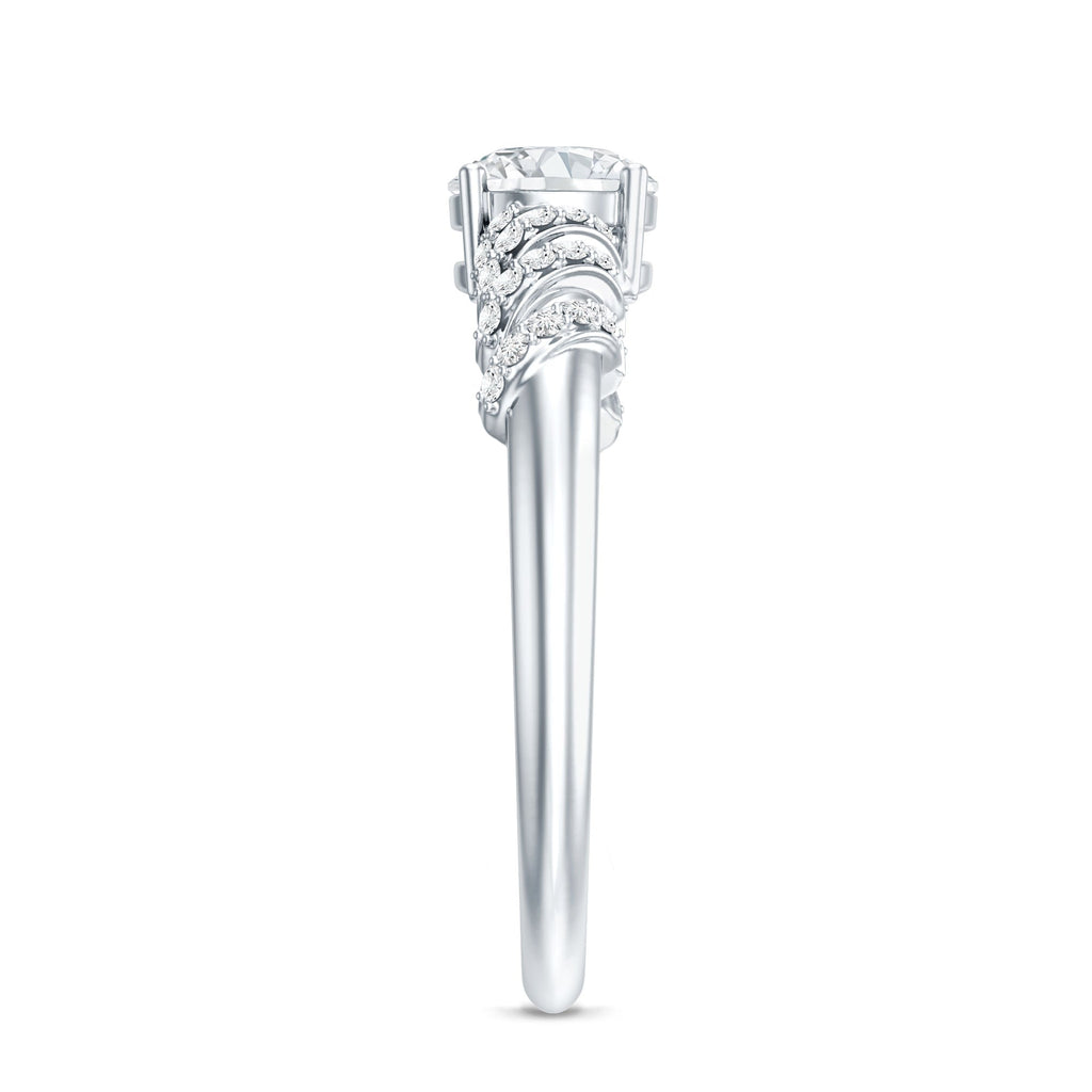 0.9 Carat Lab Grown Diamond Designer Engagement Ring With Side Stones