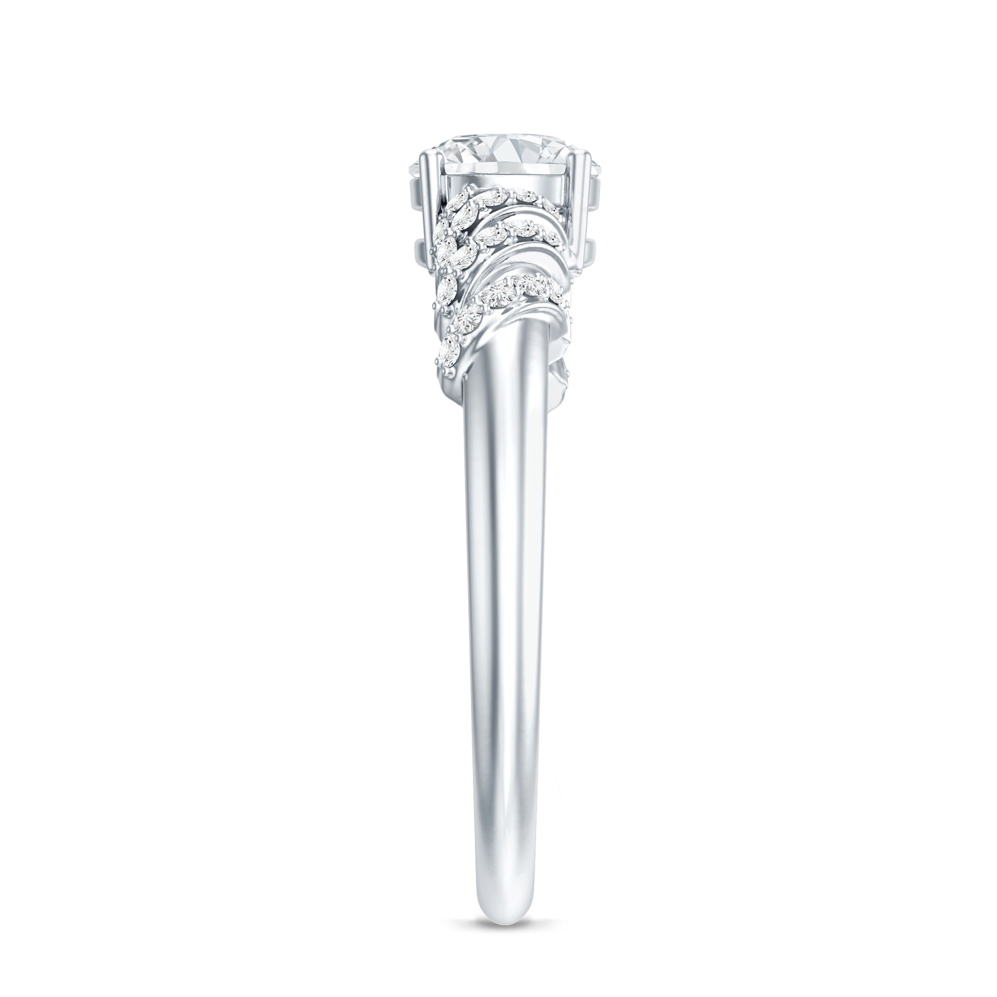 0.9 Carat Lab Grown Diamond Designer Engagement Ring With Side Stones