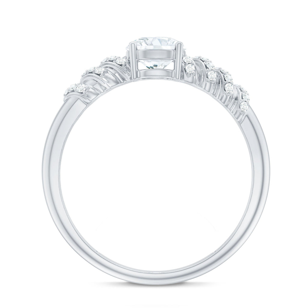 0.9 Carat Lab Grown Diamond Designer Engagement Ring With Side Stones