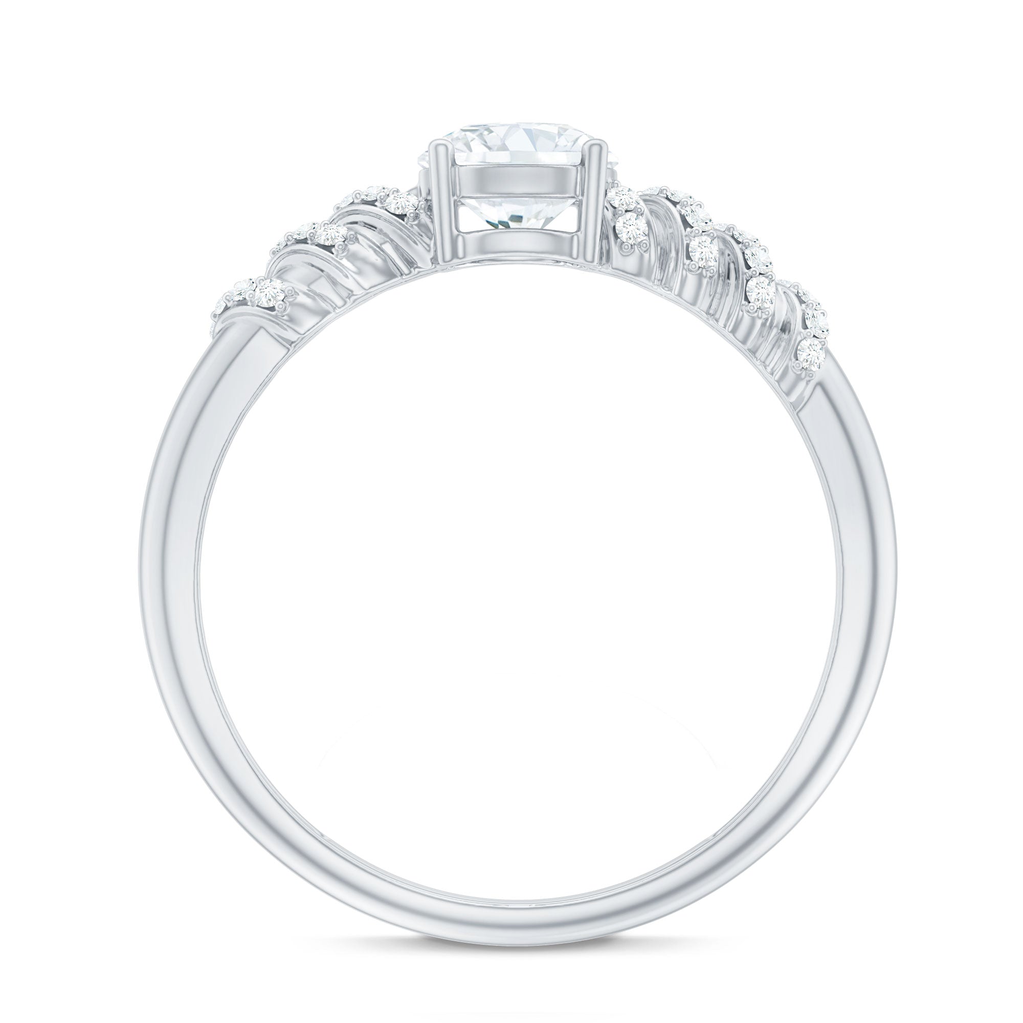 0.9 Carat Lab Grown Diamond Designer Engagement Ring With Side Stones