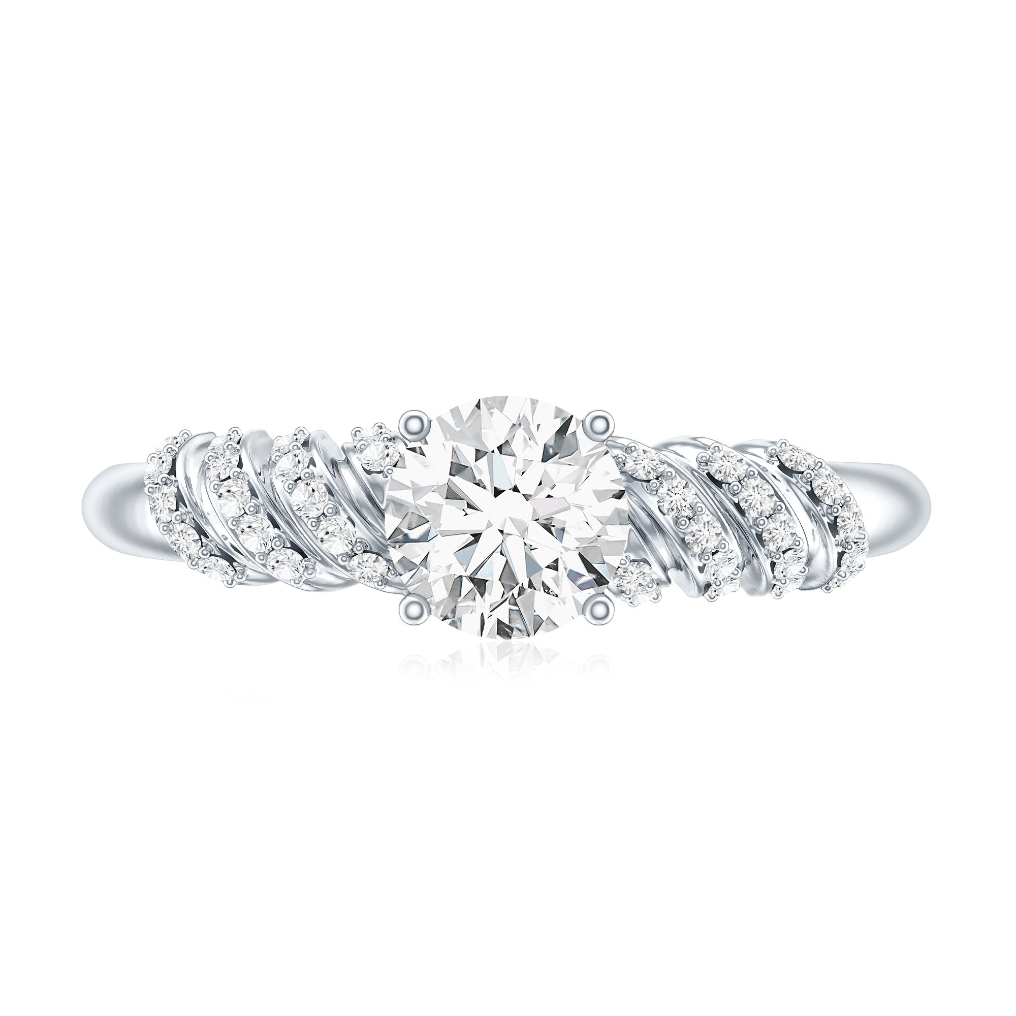 0.9 Carat Lab Grown Diamond Designer Engagement Ring With Side Stones