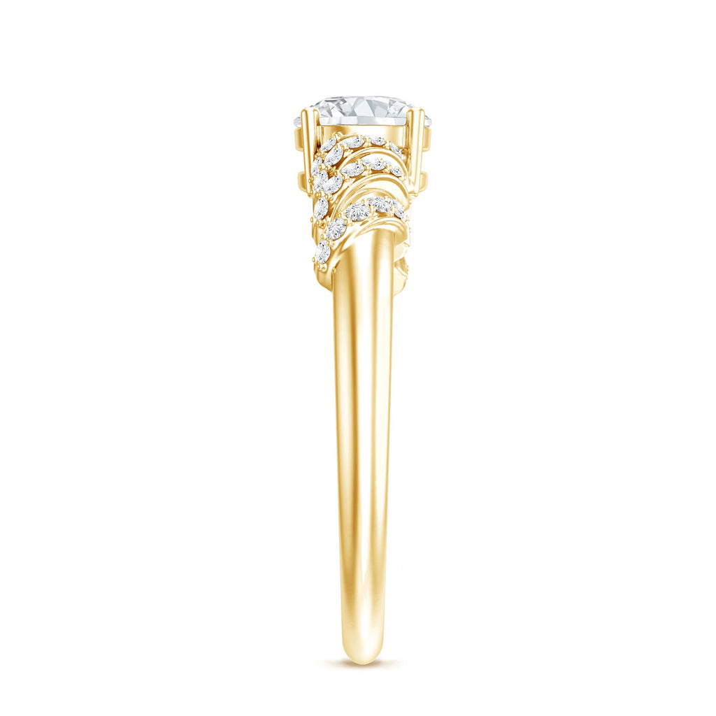 0.9 Carat Lab Grown Diamond Designer Engagement Ring With Side Stones