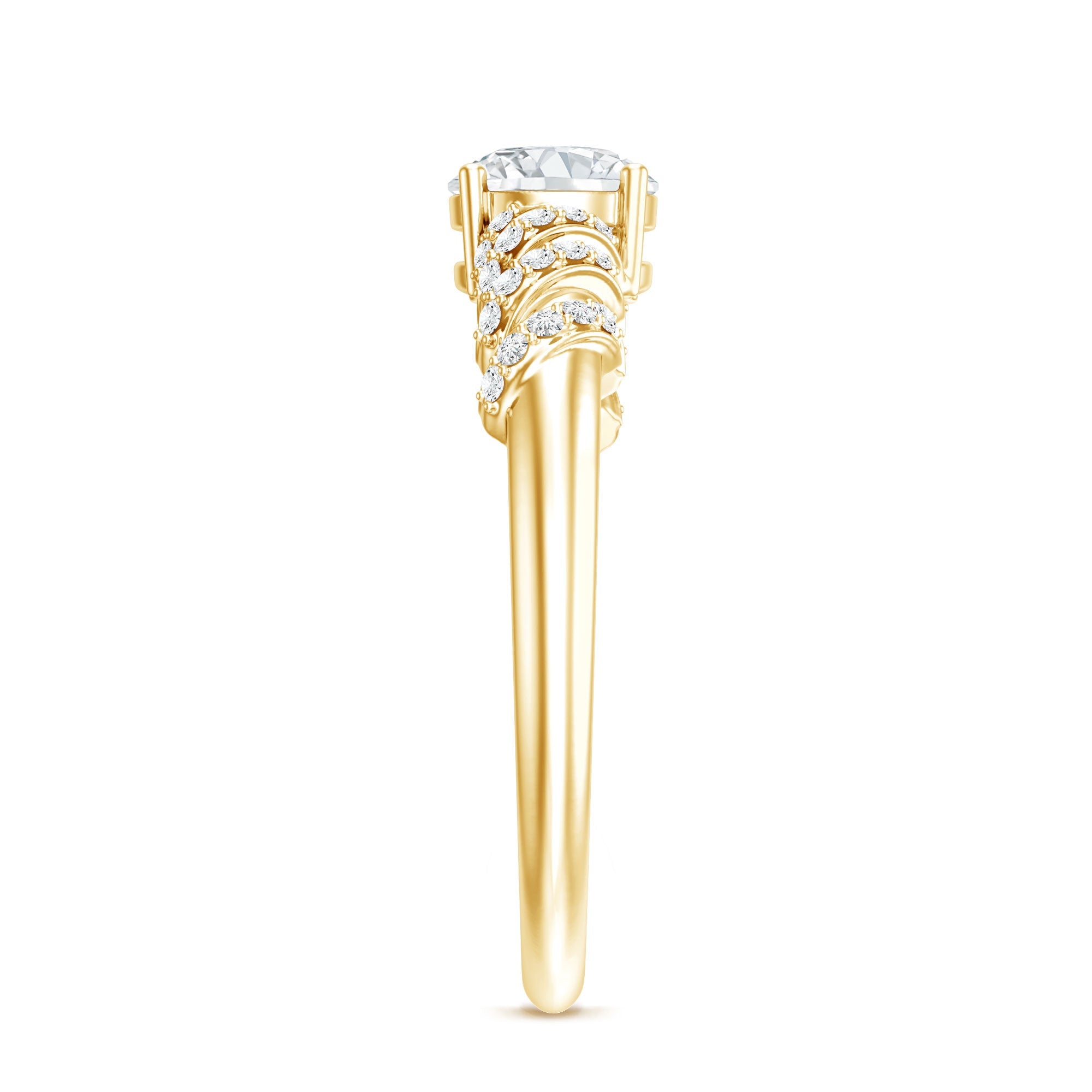 0.9 Carat Lab Grown Diamond Designer Engagement Ring With Side Stones