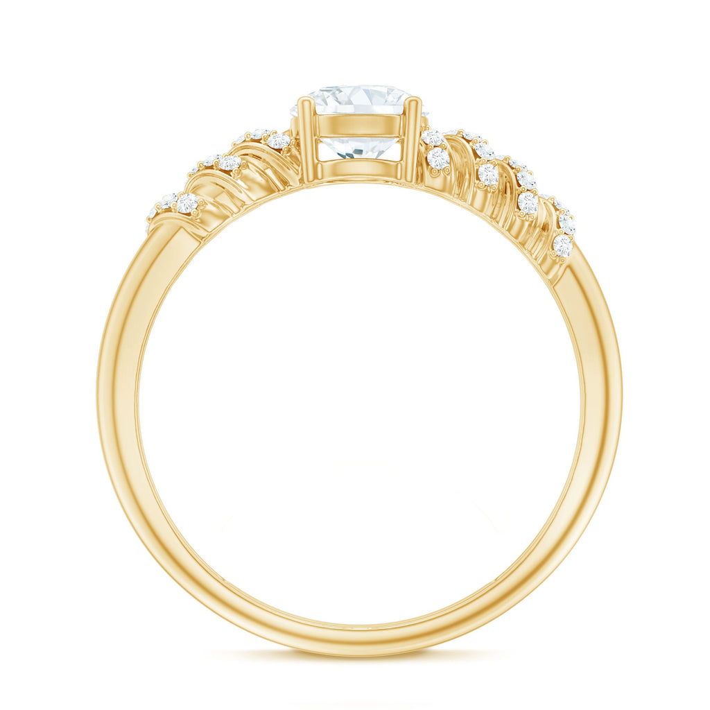 0.9 Carat Lab Grown Diamond Designer Engagement Ring With Side Stones