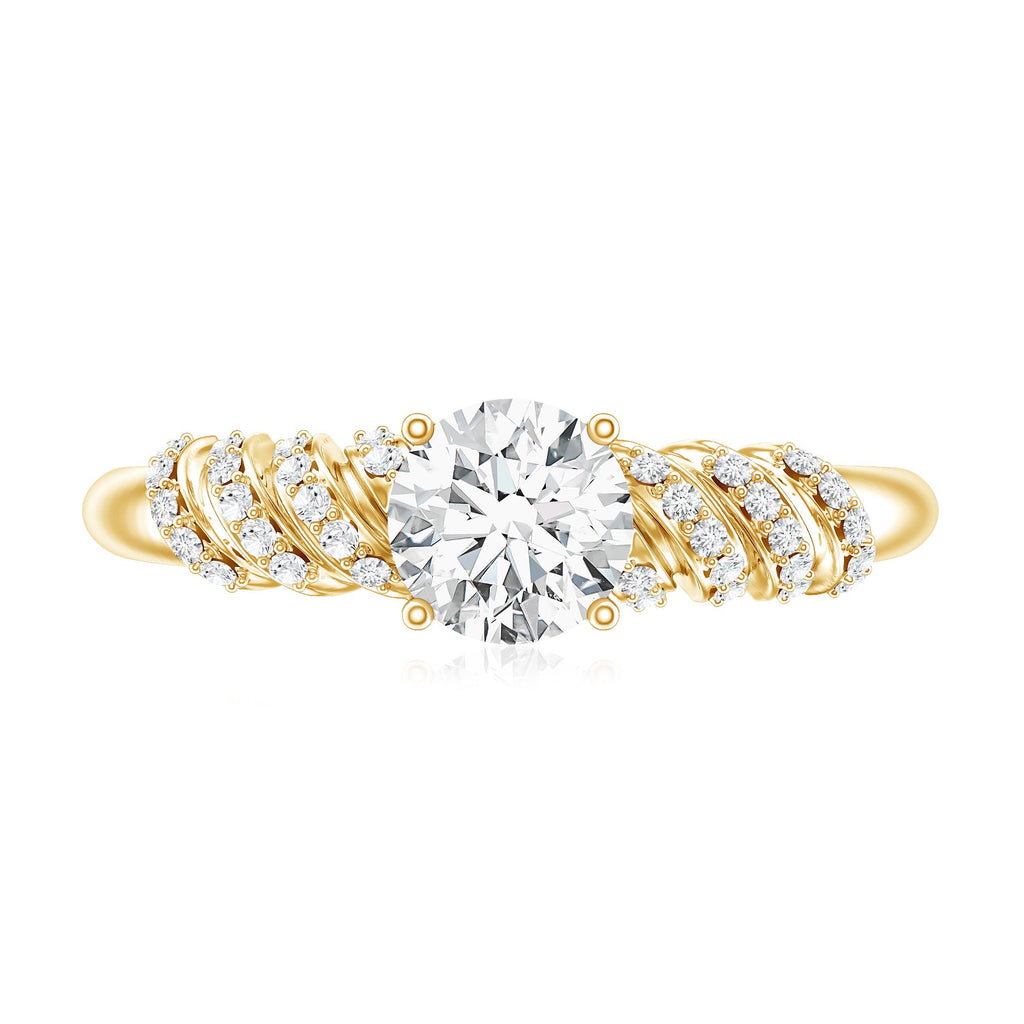 0.9 Carat Lab Grown Diamond Designer Engagement Ring With Side Stones