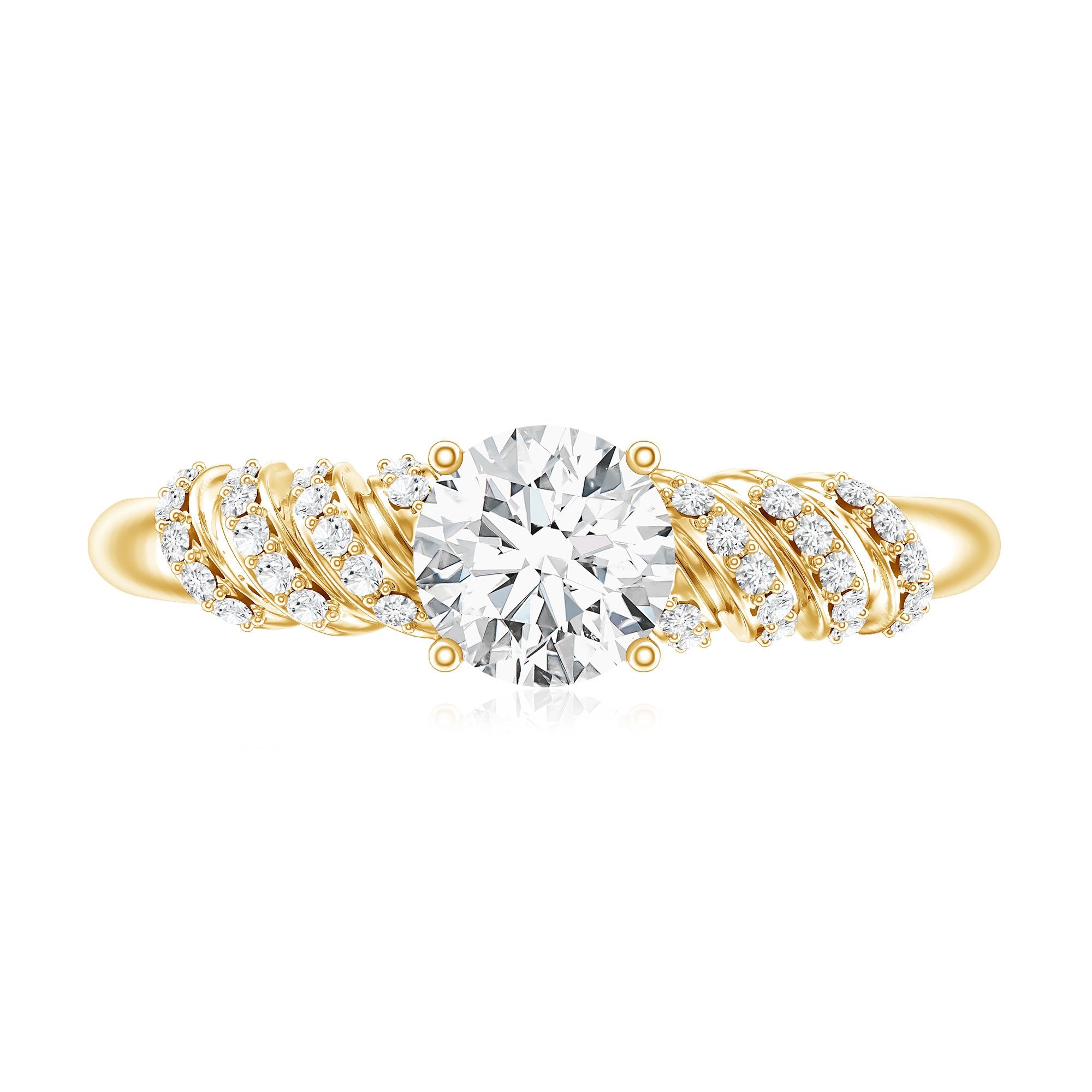 0.9 Carat Lab Grown Diamond Designer Engagement Ring With Side Stones