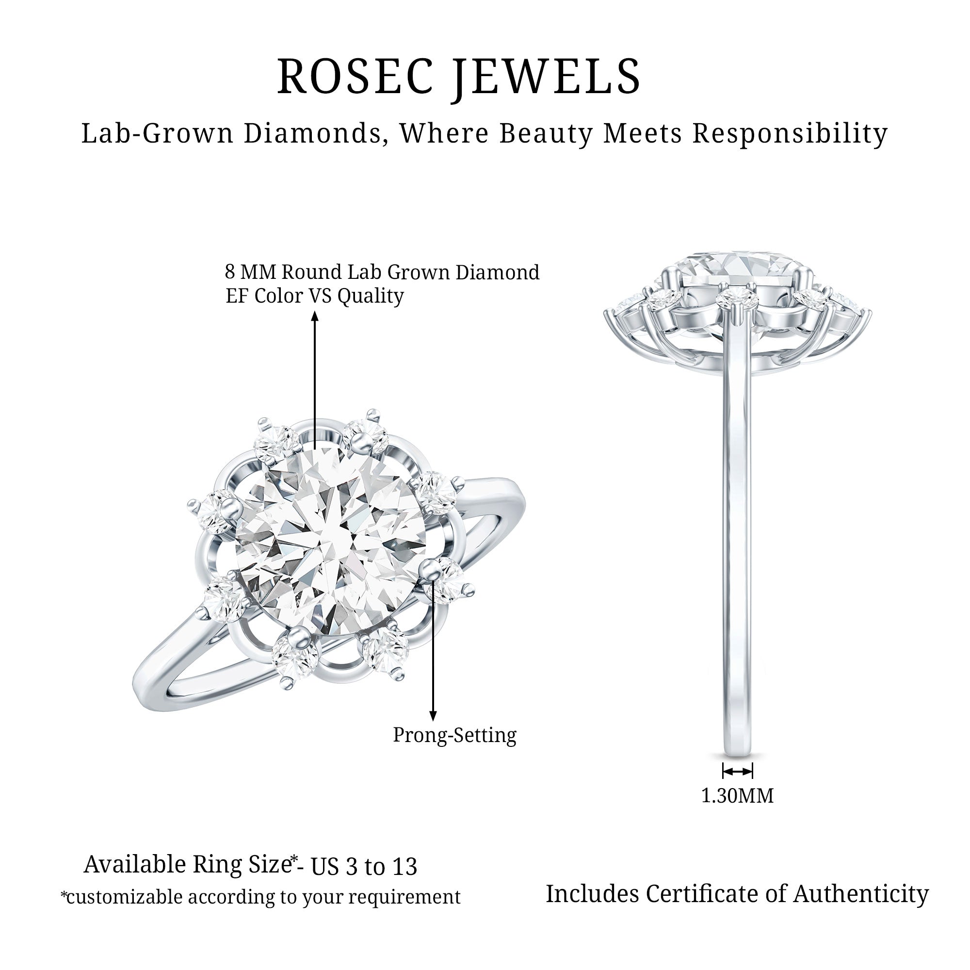 2 Carat Lab Grown Diamond Statement Engagement Ring