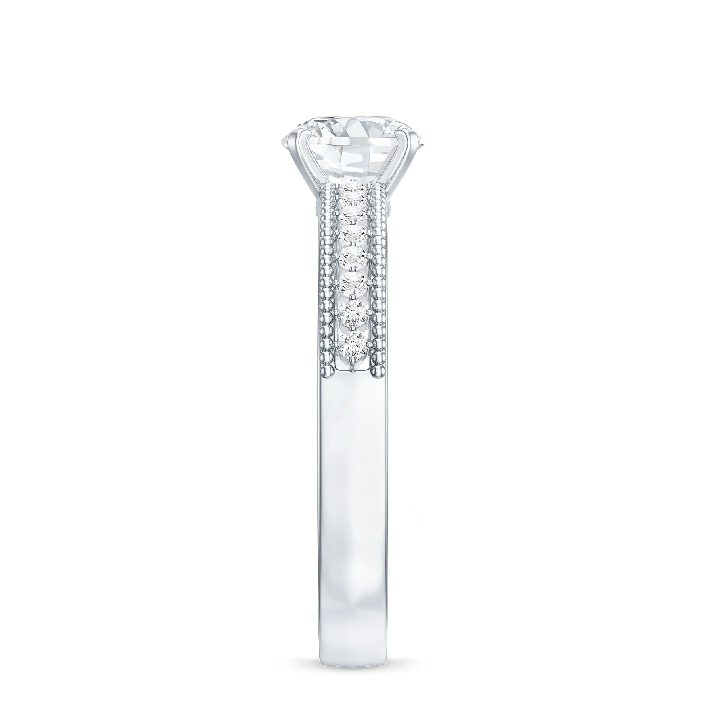 Certified Lab Grown 0.9 Carat Diamond Engagement Ring with Side Stones