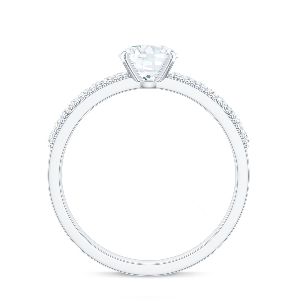 Certified Lab Grown 0.9 Carat Diamond Engagement Ring with Side Stones