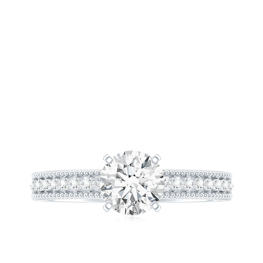 Certified Lab Grown 0.9 Carat Diamond Engagement Ring with Side Stones