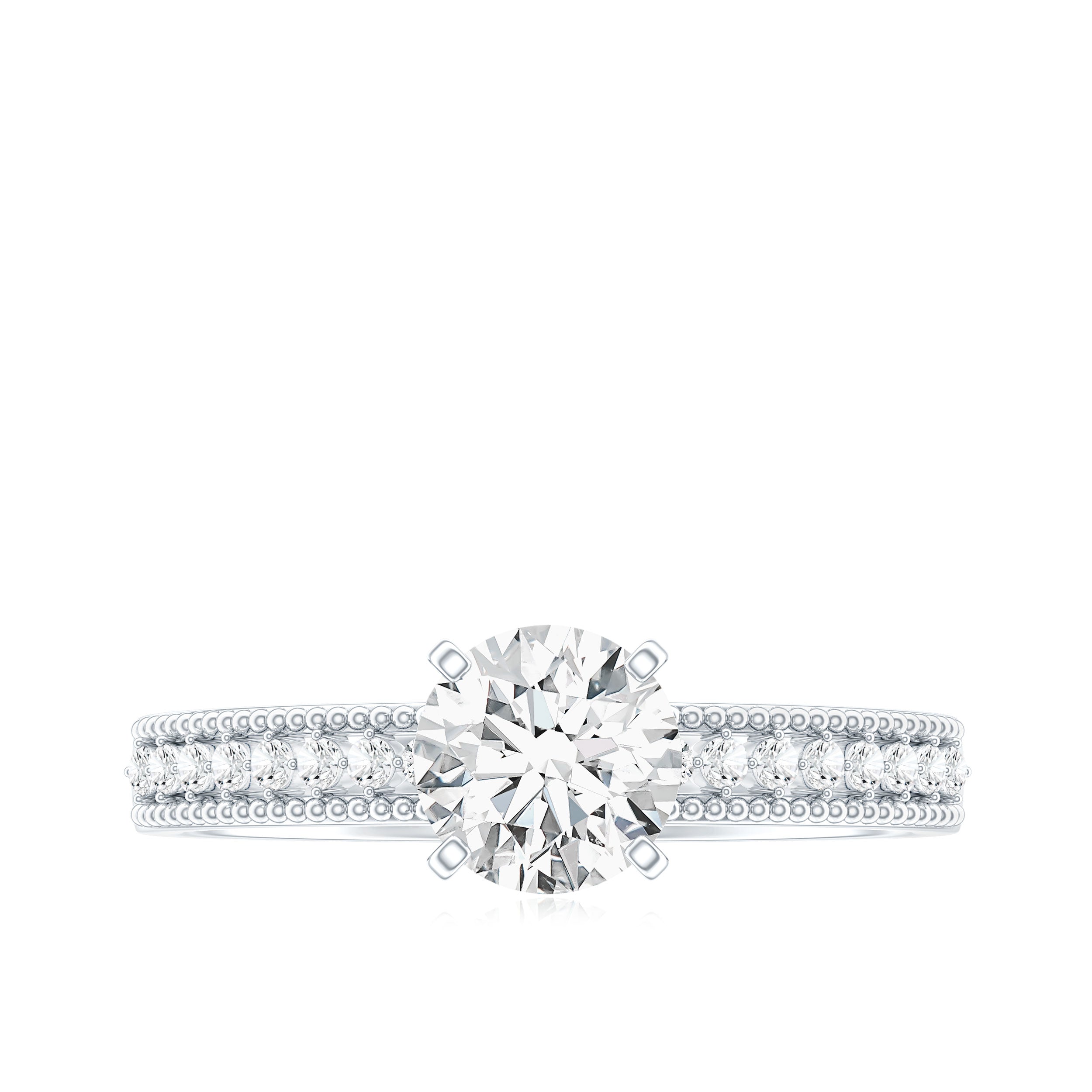 Certified Lab Grown 0.9 Carat Diamond Engagement Ring with Side Stones