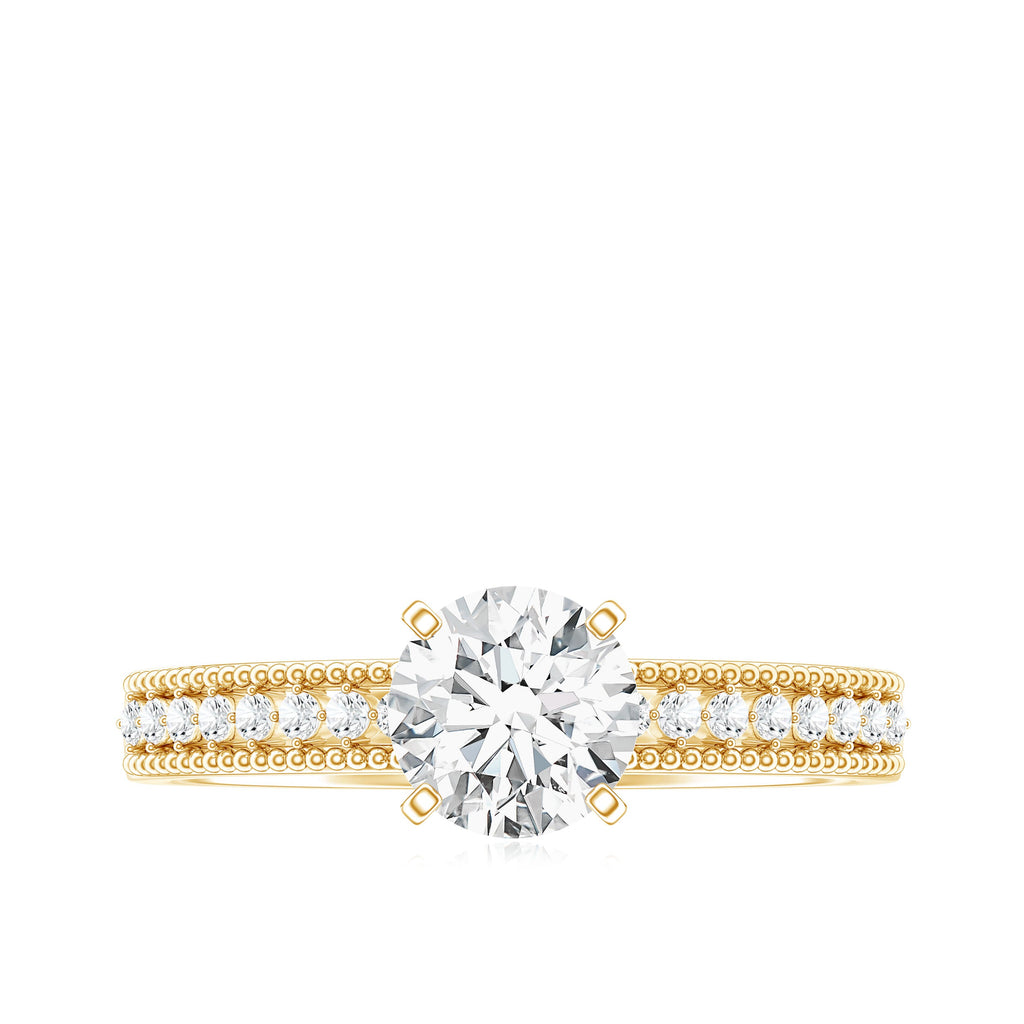Certified Lab Grown 0.9 Carat Diamond Engagement Ring with Side Stones