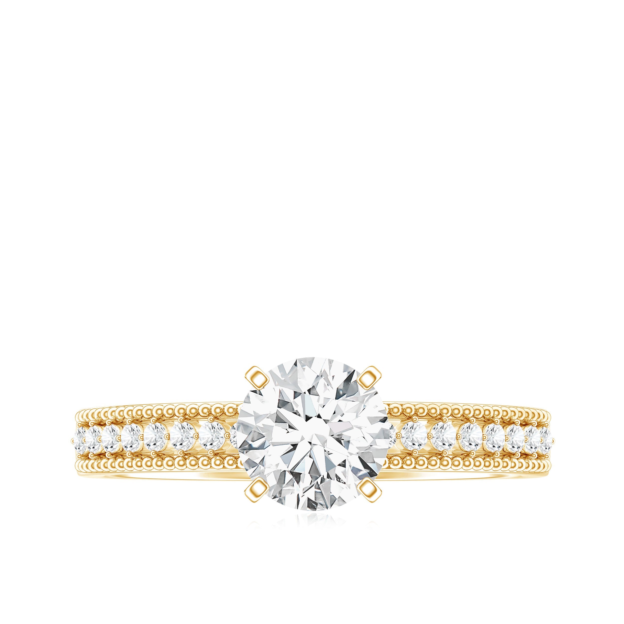 Certified Lab Grown 0.9 Carat Diamond Engagement Ring with Side Stones
