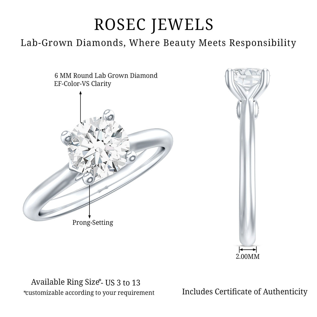0.9 Carat Solitaire Lab Grown Diamond Circle Engagement Ring