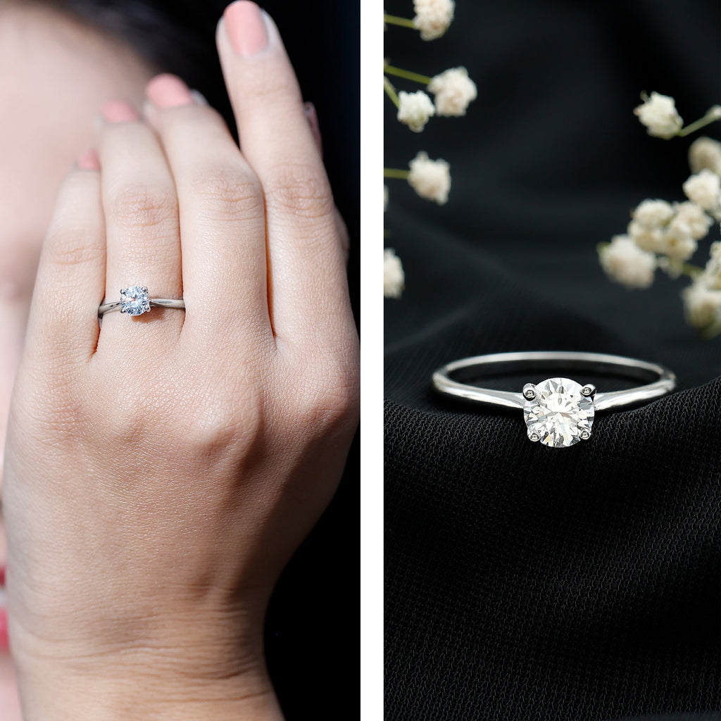 0.9 Carat Solitaire Lab Grown Diamond Circle Engagement Ring