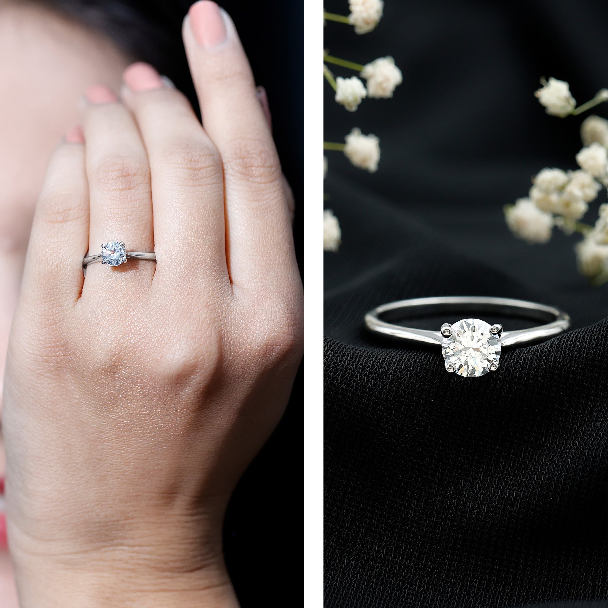 0.9 Carat Solitaire Lab Grown Diamond Circle Engagement Ring