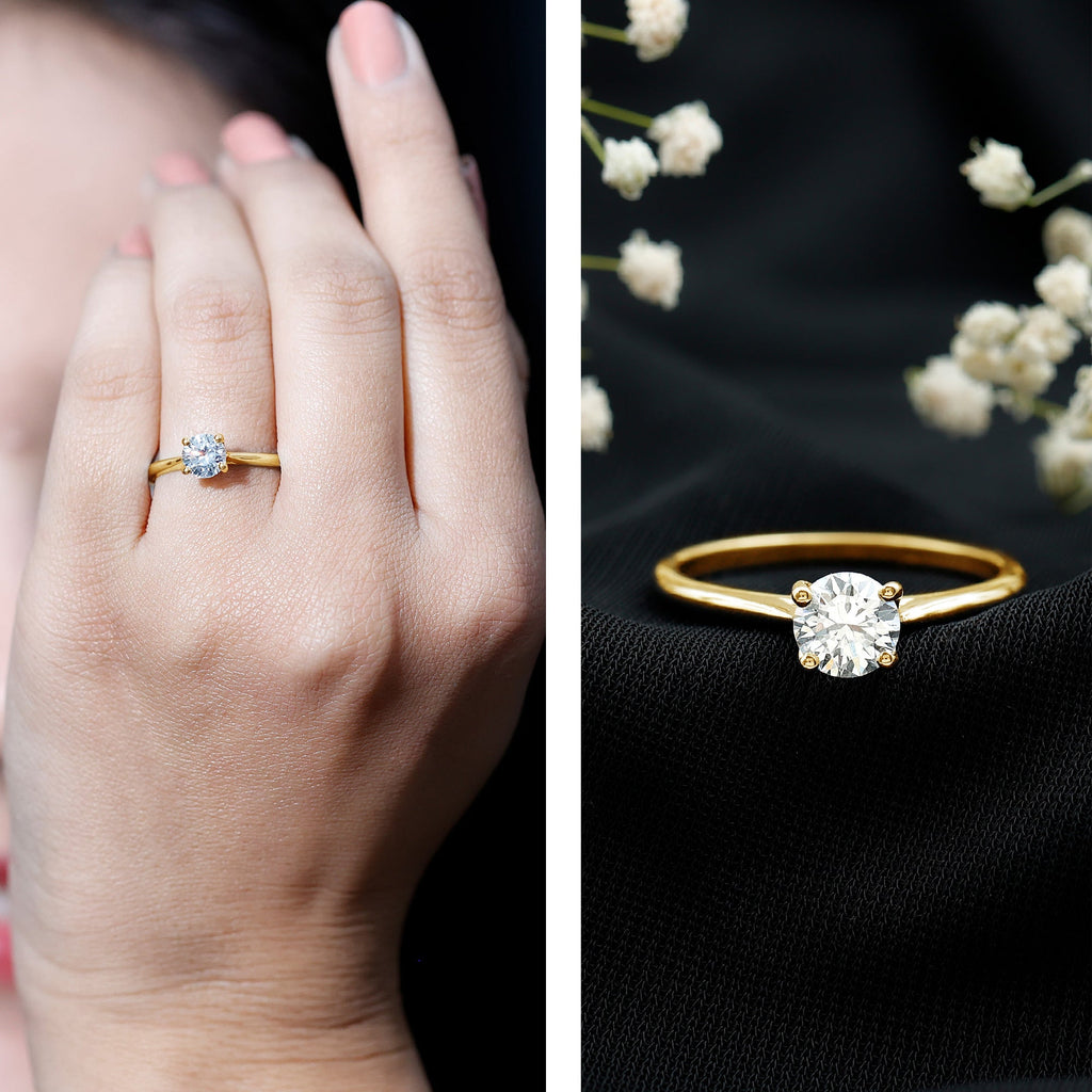 0.9 Carat Solitaire Lab Grown Diamond Circle Engagement Ring