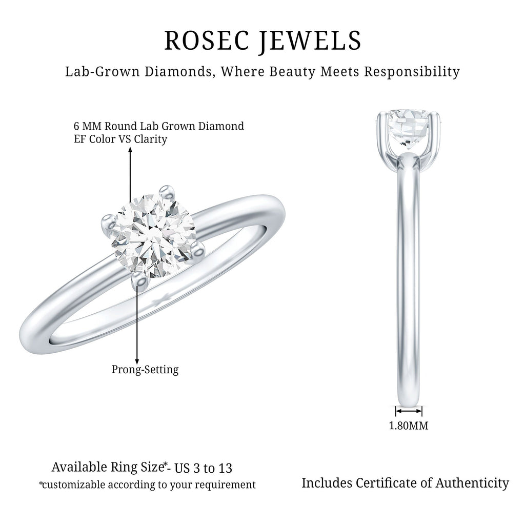 0.9 Carat Certified Lab Grown Diamond Round Cut Engagement Ring