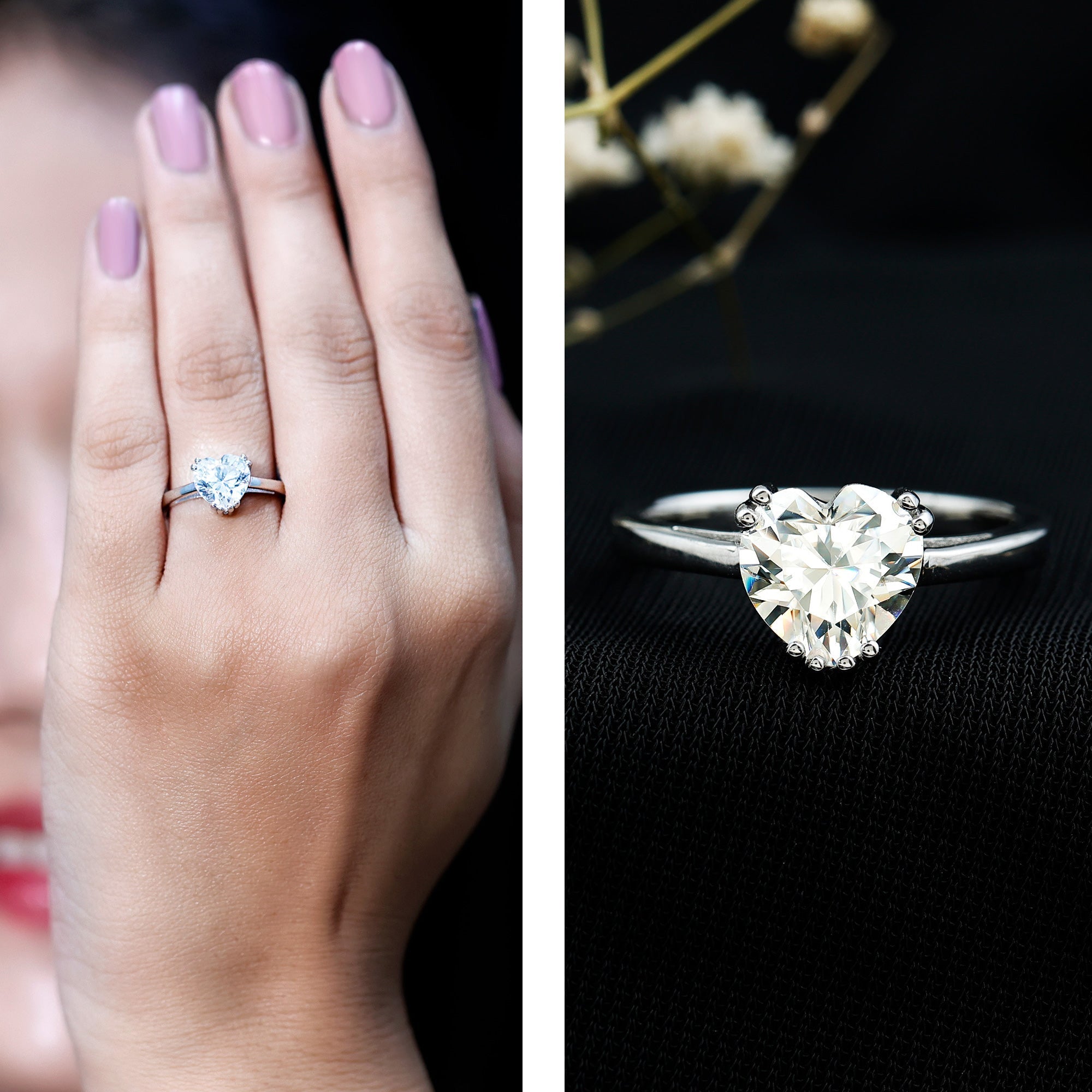 Certified Lab Grown Diamond Heart Engagement Ring 2 Carat