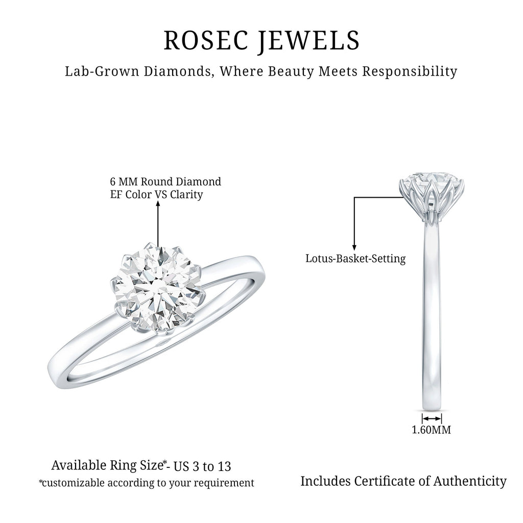 0.9 Carat Lab Grown Diamond Round Cut Engagement Ring