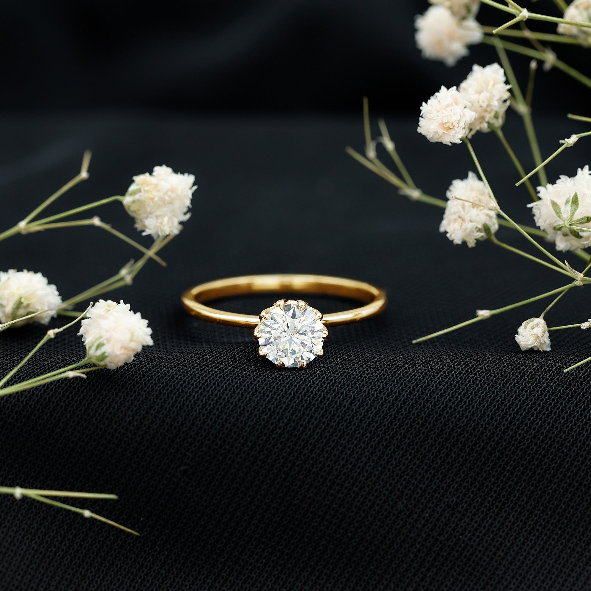 0.9 Carat Lab Grown Diamond Round Cut Engagement Ring