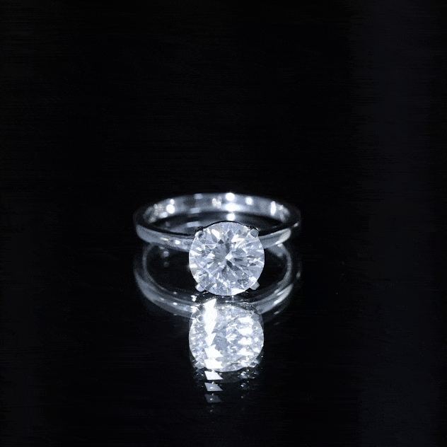 Lab Grown Diamond Ring - 2 Carat Round Cut Solitaire Engagement Band in Silver