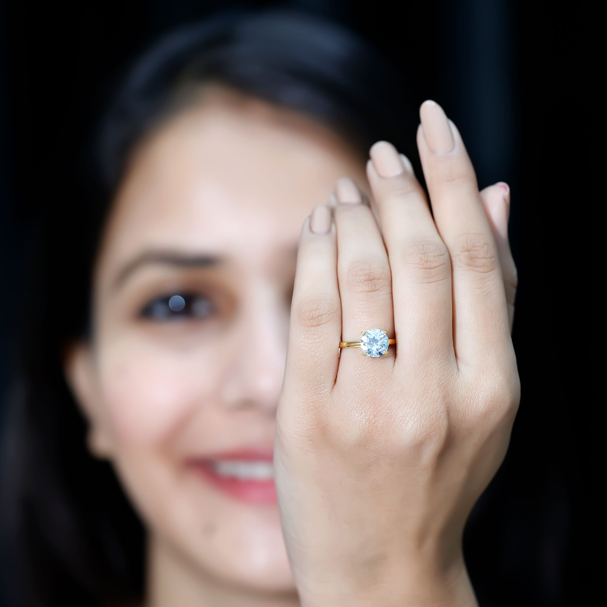 Lab Grown Diamond Ring - 2 Carat Round Cut Solitaire Engagement Band in Silver