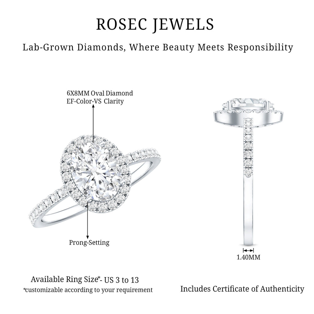 Certified 1.2 Carat Lab Grown Diamond Oval Engagement Ring With Side Stones