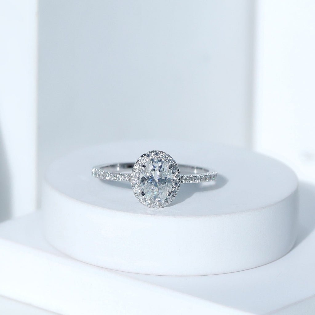 Certified 1.2 Carat Lab Grown Diamond Oval Engagement Ring With Side Stones